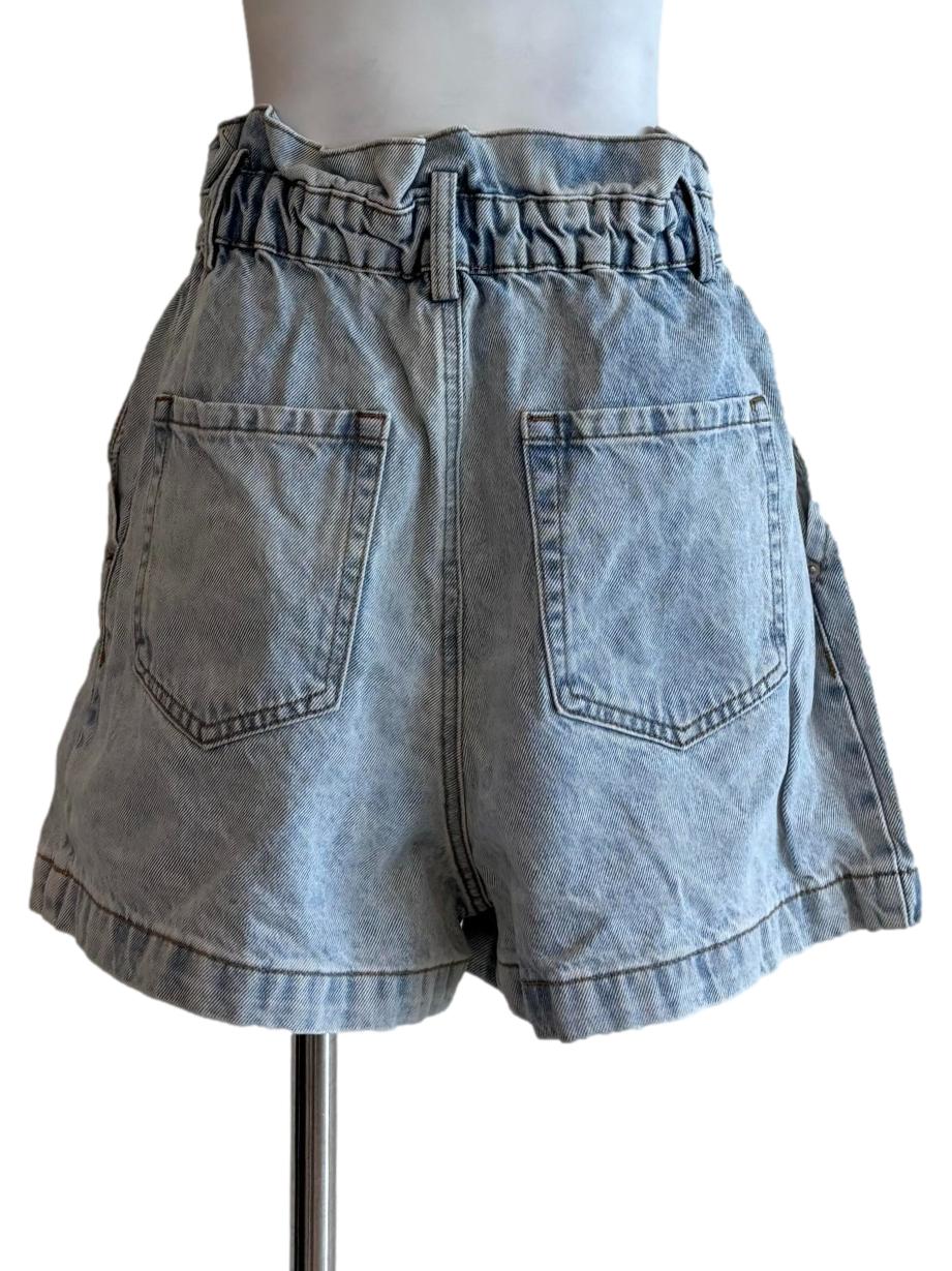 Light Blue Cropped Denim Shorts