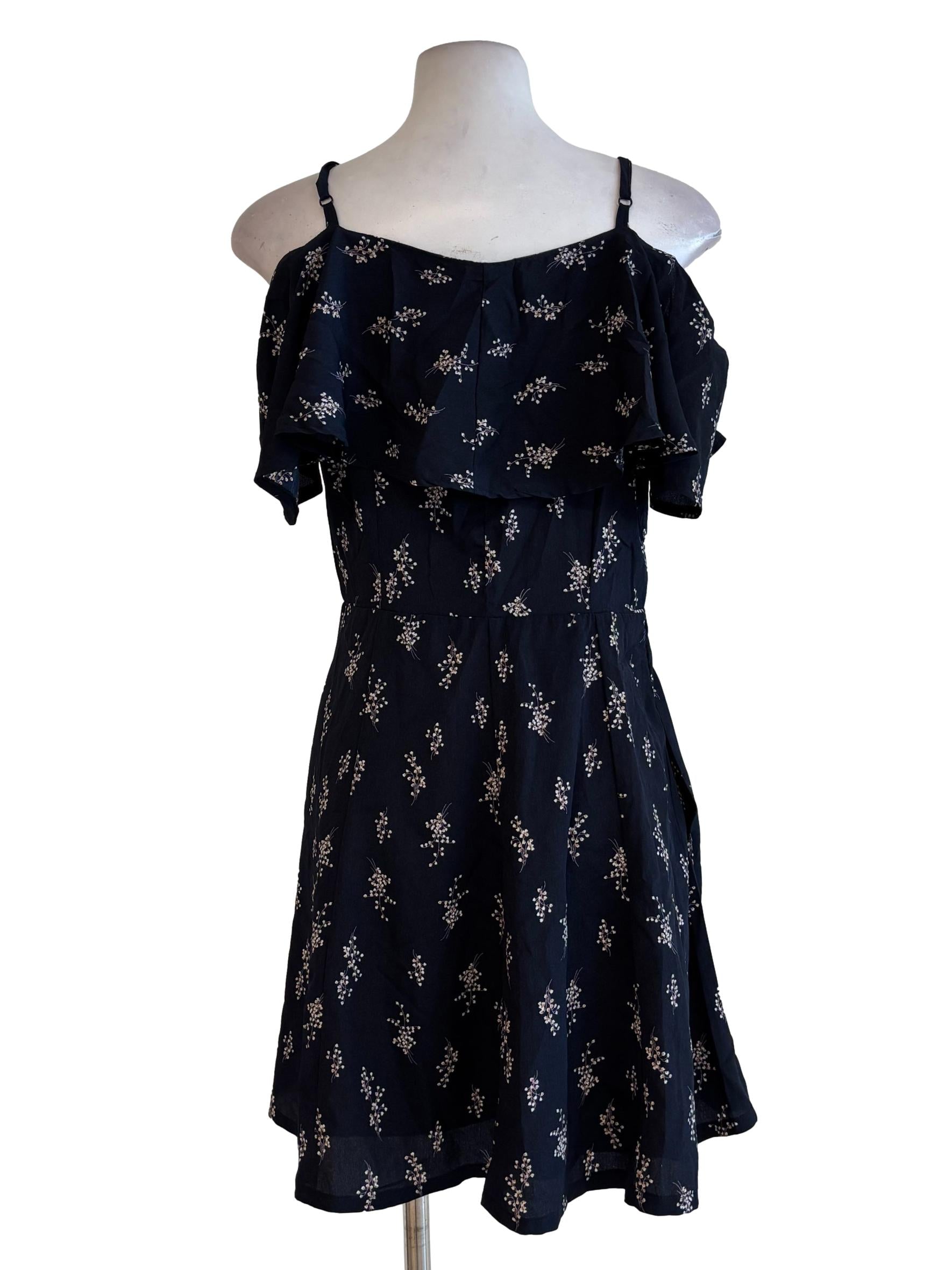Blue Black Floral Mini Dress