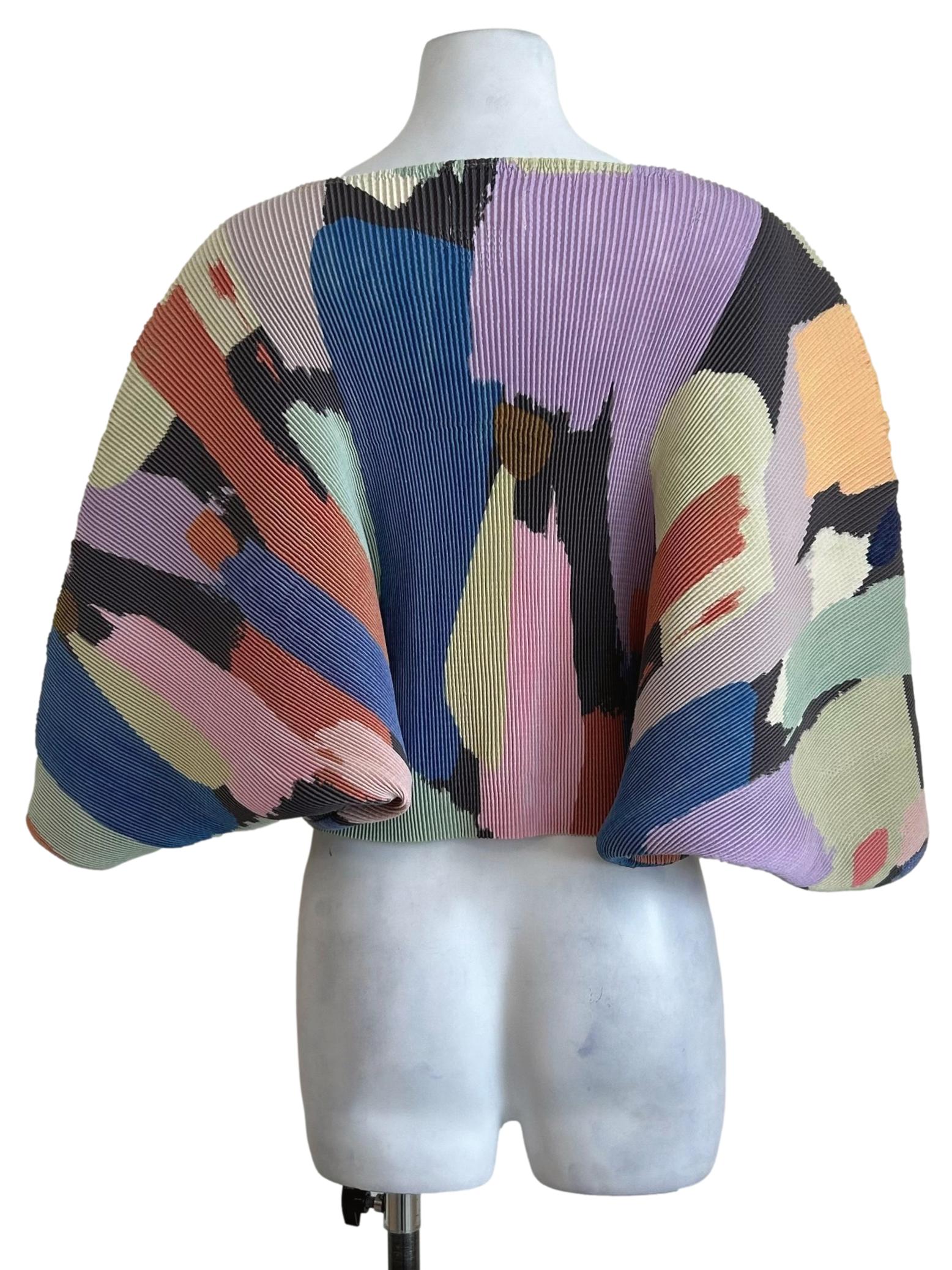 Abstract Color Block Pleated Shrug OSN