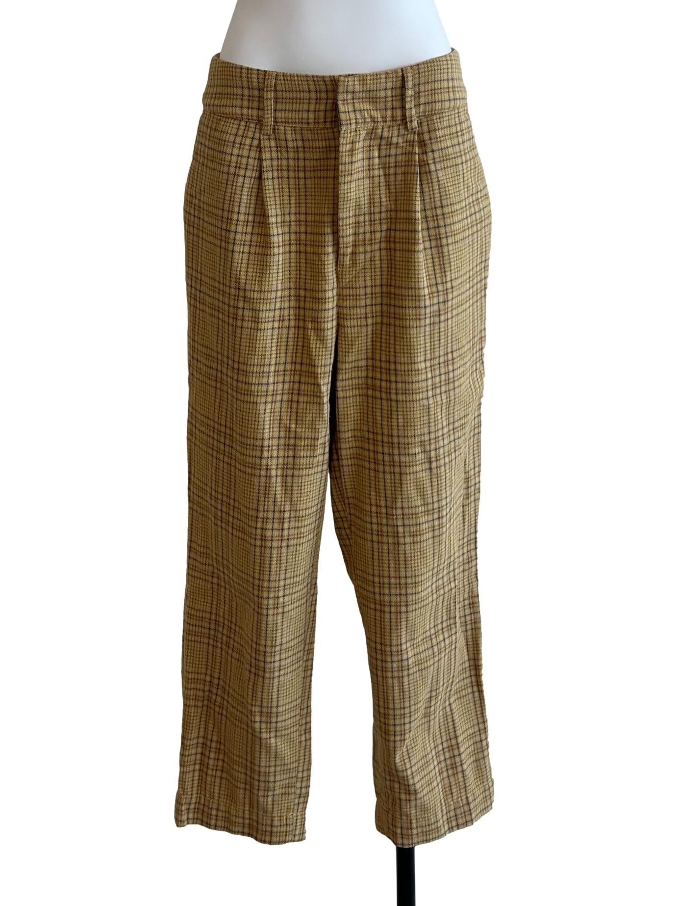 Honey Yellow Gingham Tapered Pants