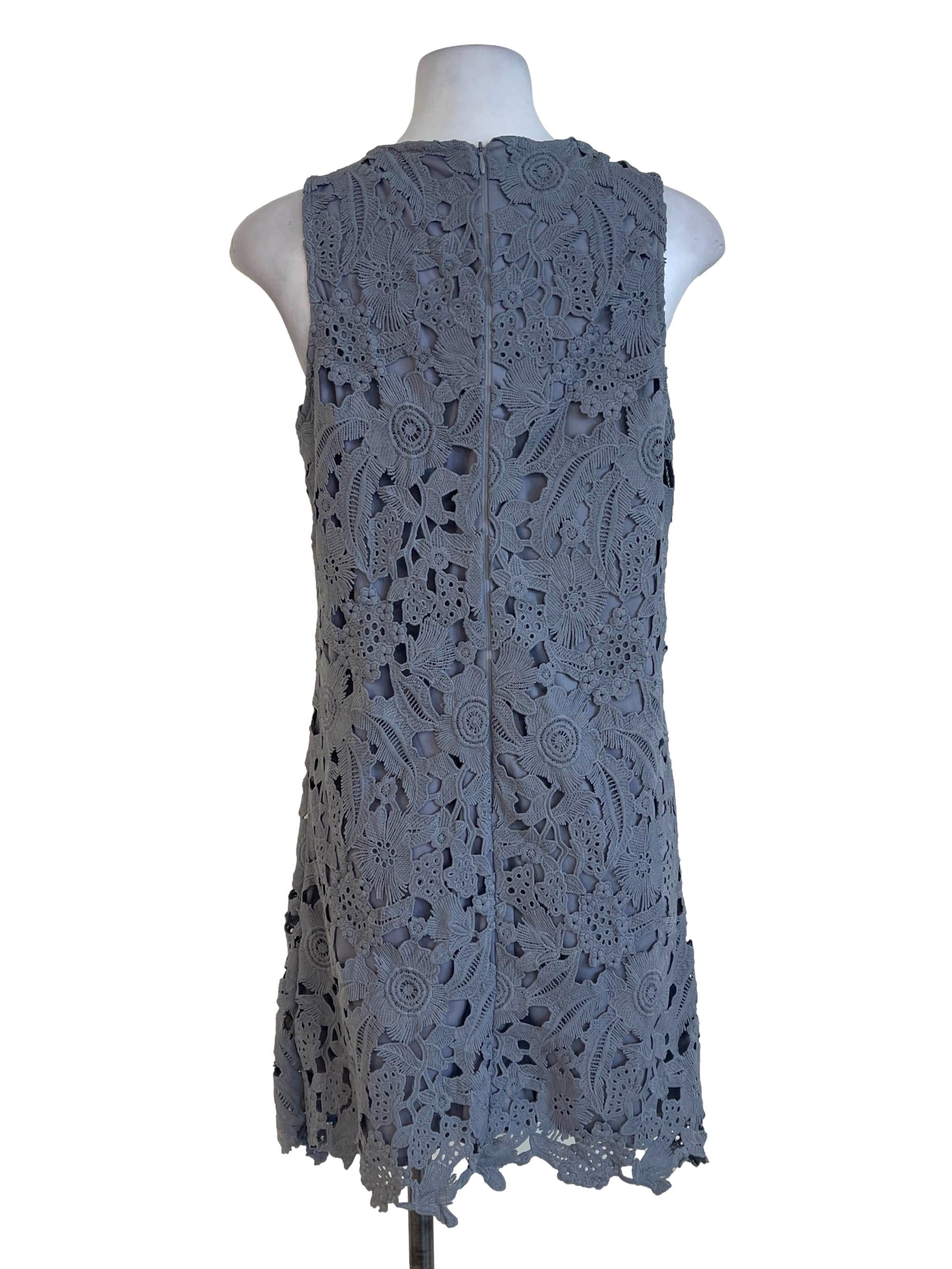 Light Gray Lace Flower Shift Dress