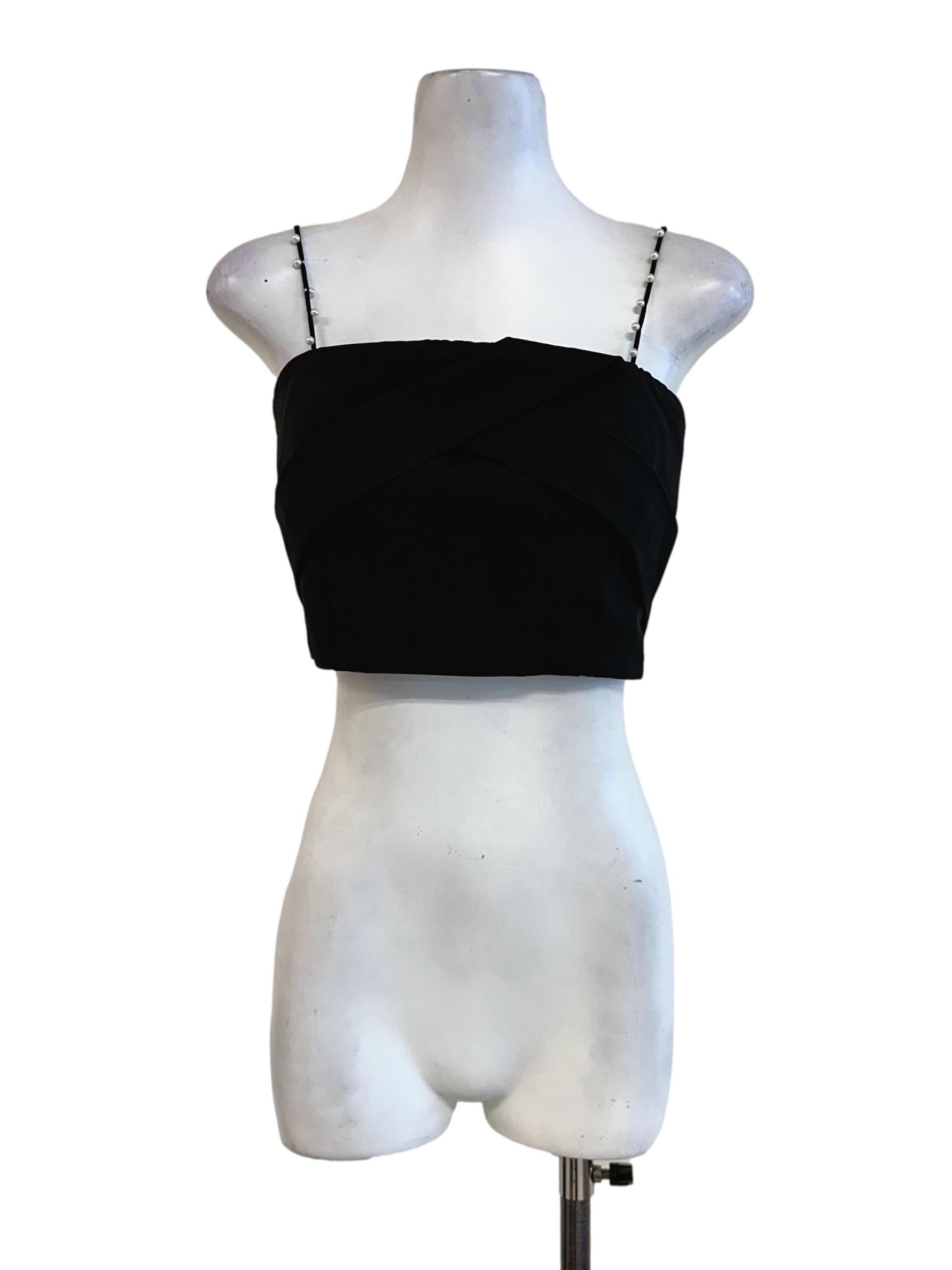 Black Beaded Spaghetti Straps Top