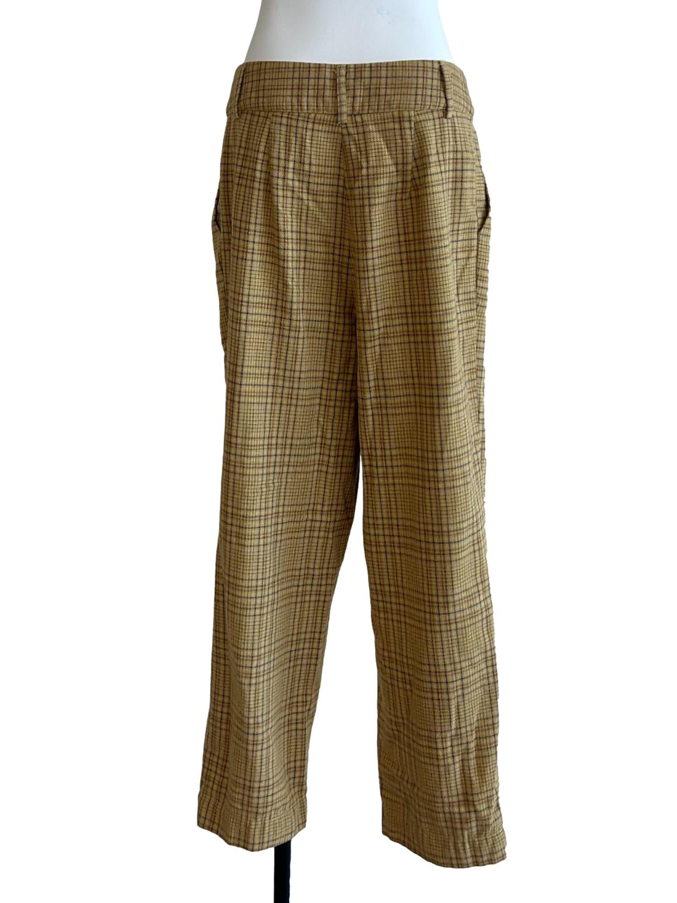 Honey Yellow Gingham Tapered Pants