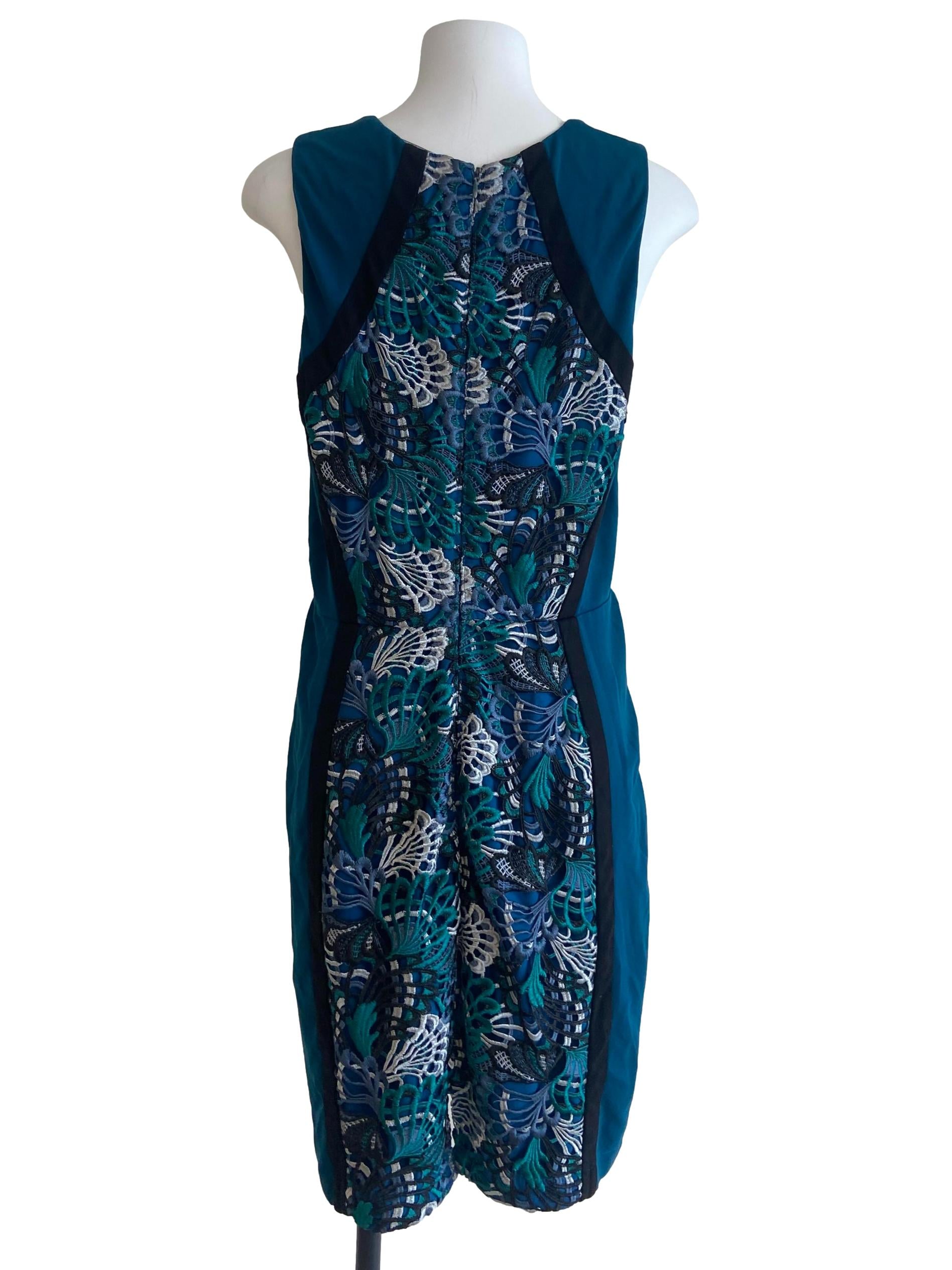 Aegean Blue Sleeveless Lace A-Line Dress