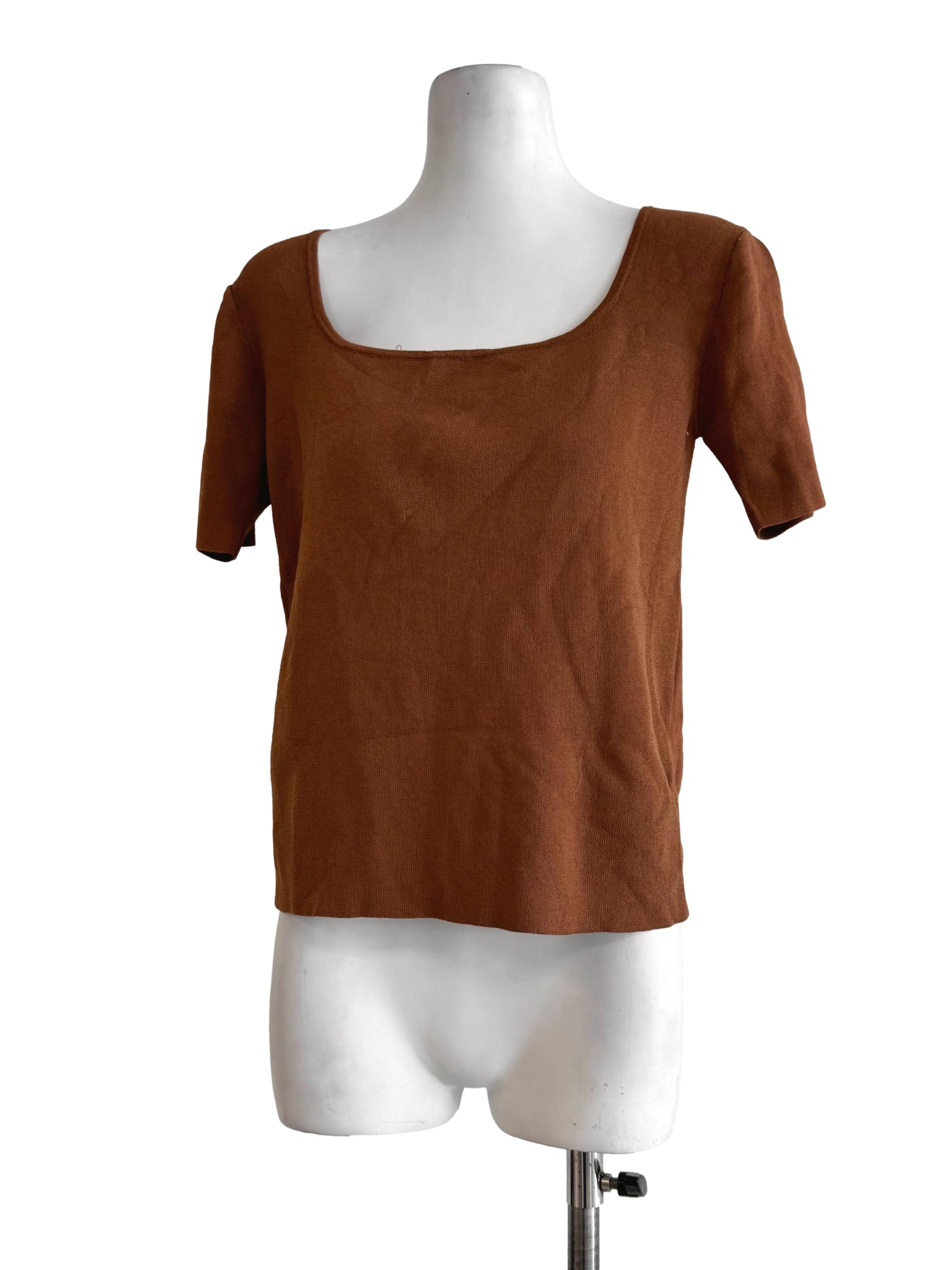 Brick Brown Square Neck Shirt