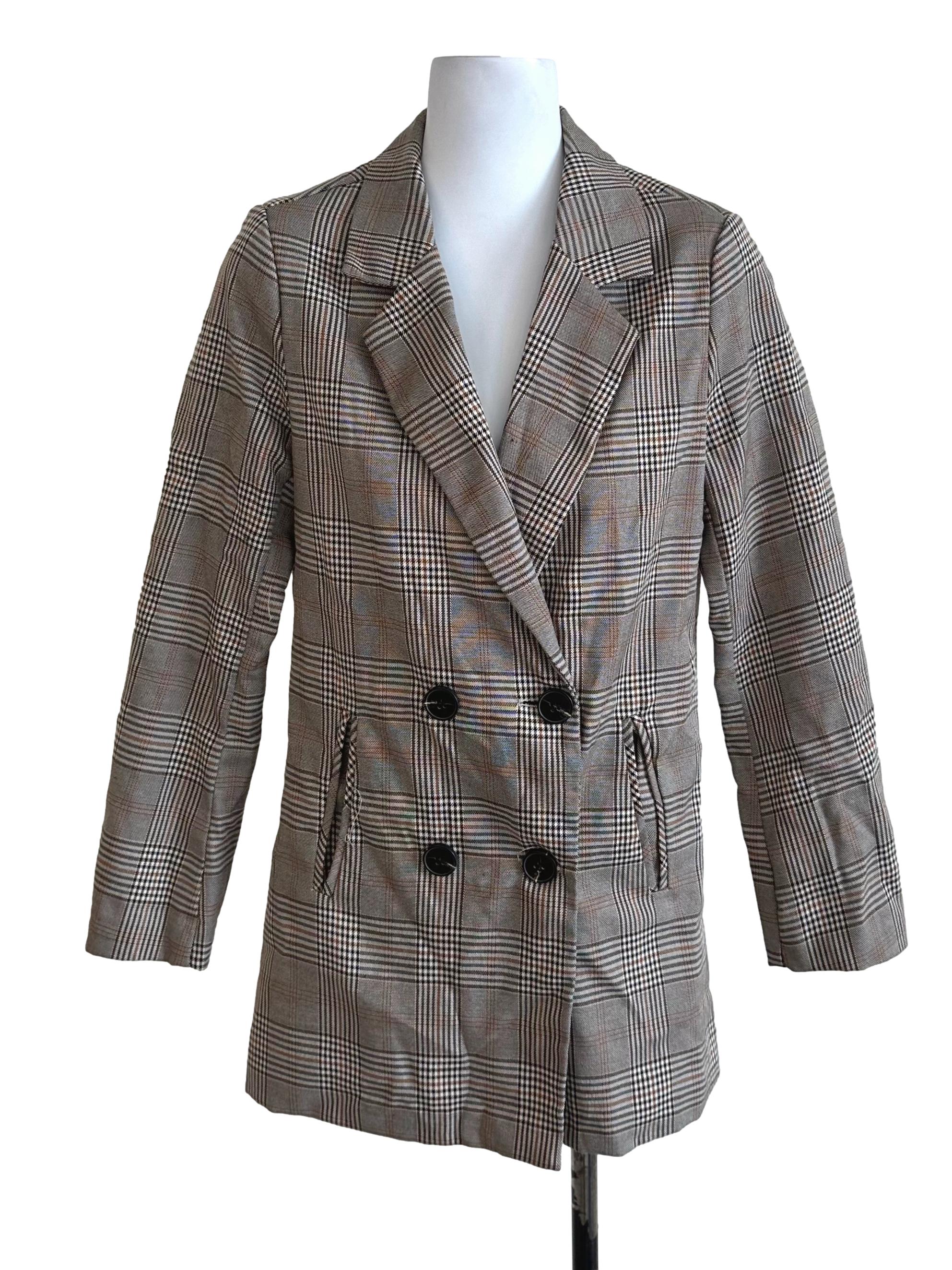 Peanut Brown Plaid Blazer