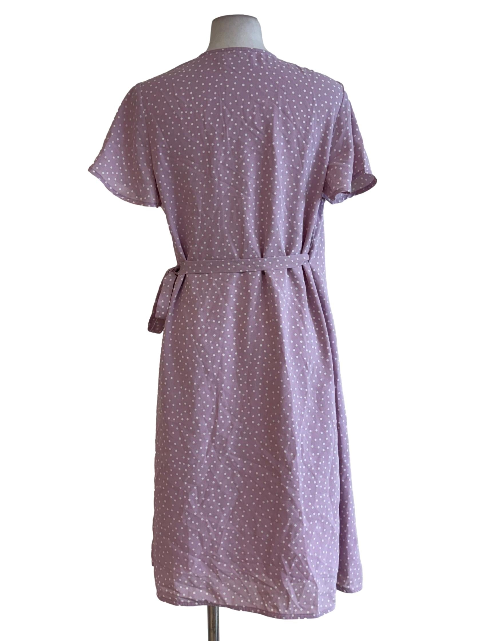 Carnation Pink Polka Dot Side Tie Dress