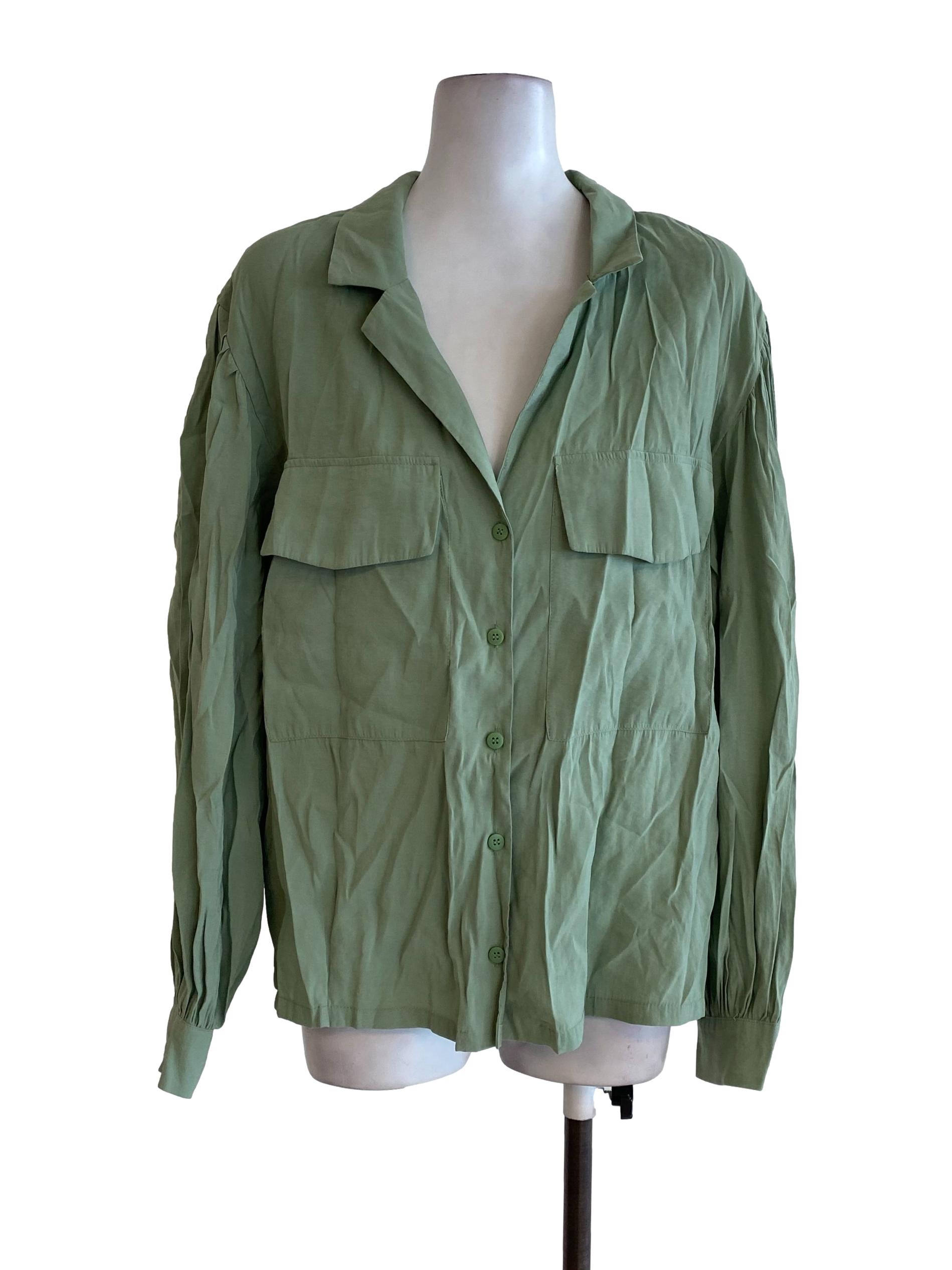 Green Button Down Top