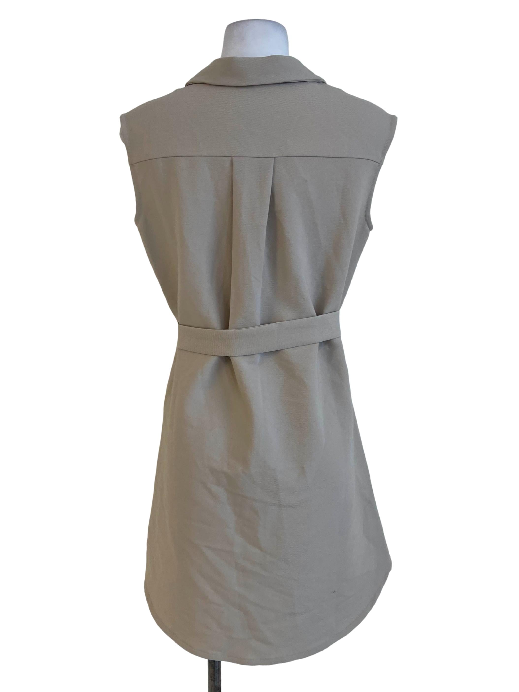 Beige Cream Shift Button Dress