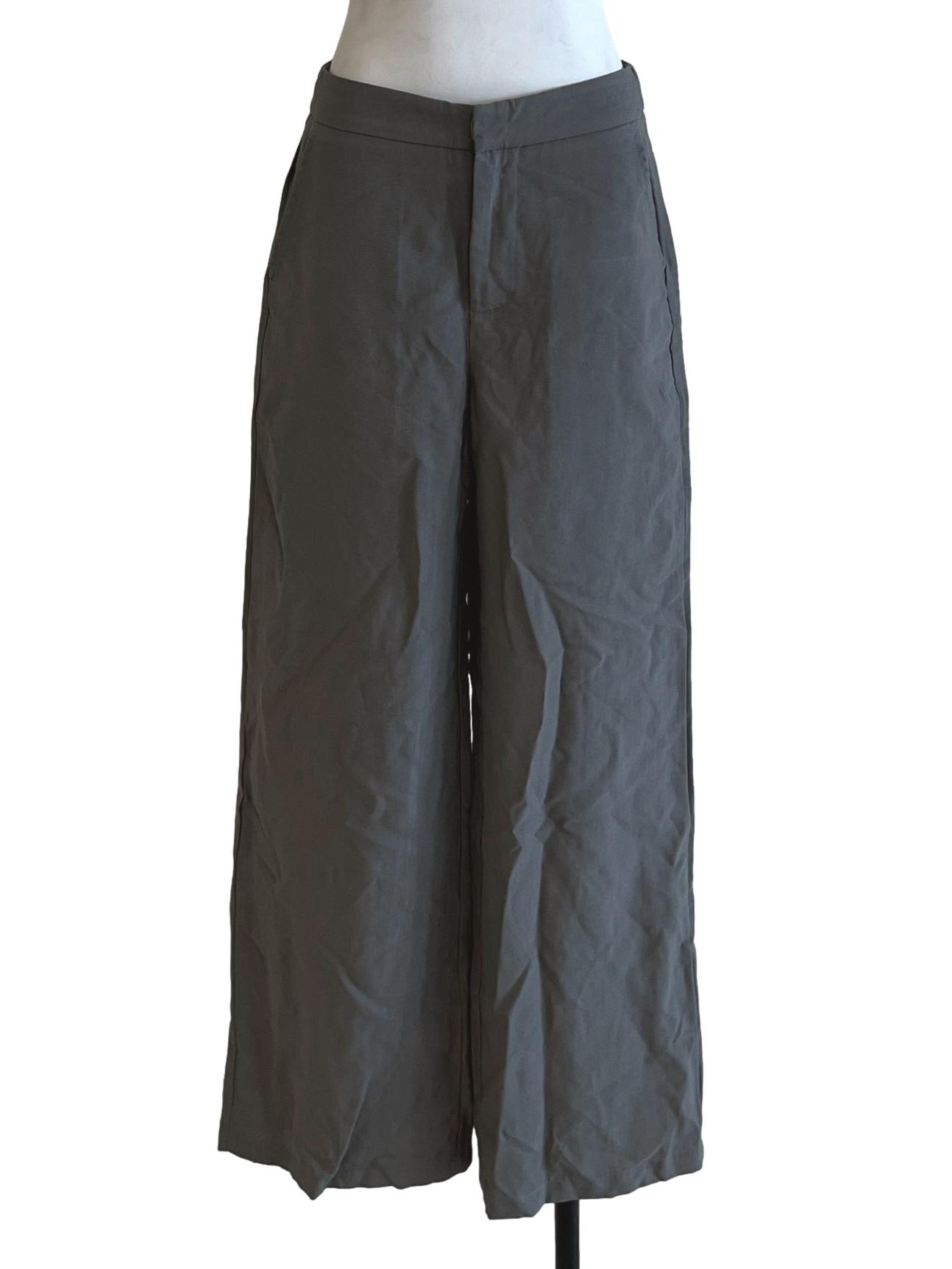 Fossil Grey High-Waisted Wide-Leg Pants