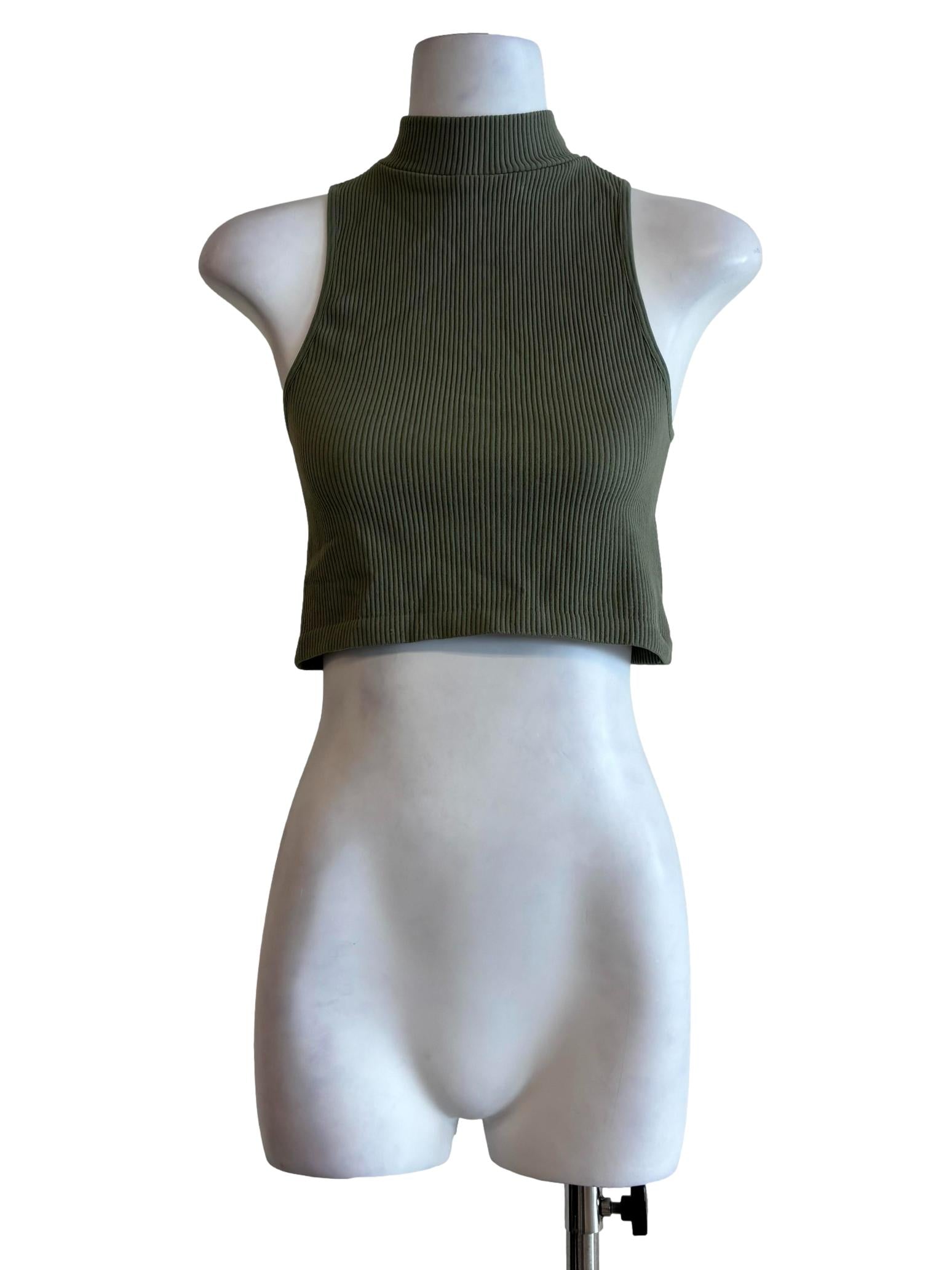 Moss Green Ribbed Tank Top