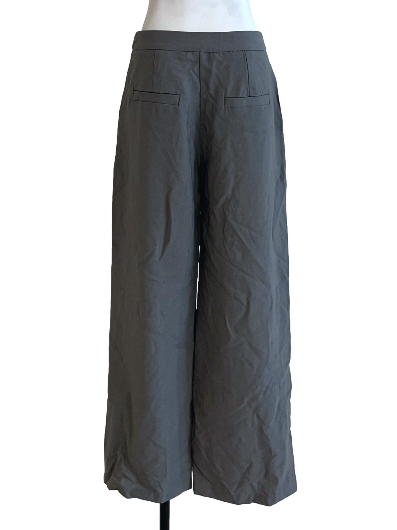 Fossil Grey High-Waisted Wide-Leg Pants