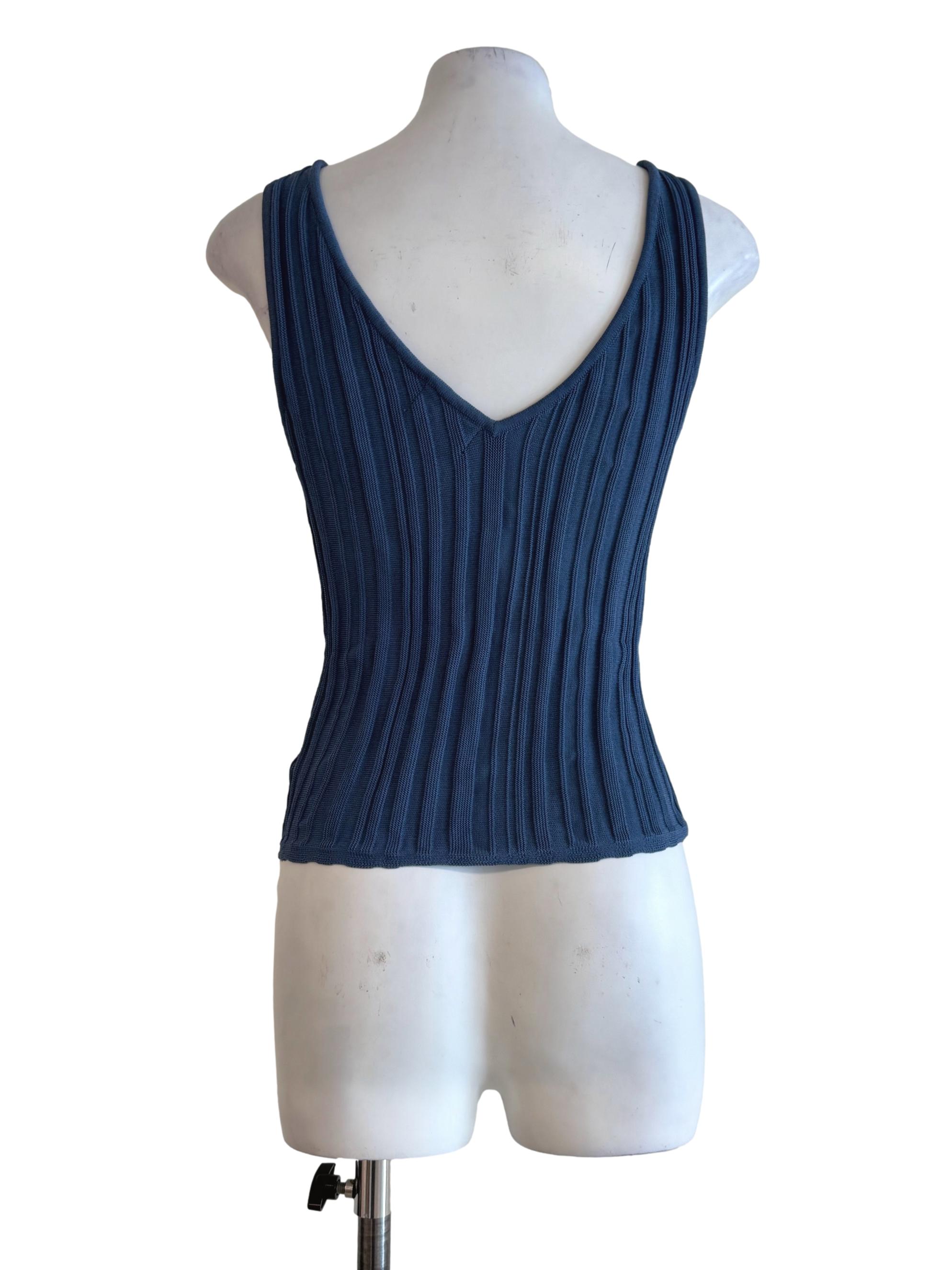 Dusty Blue Knitted Sleeveless Top OSN