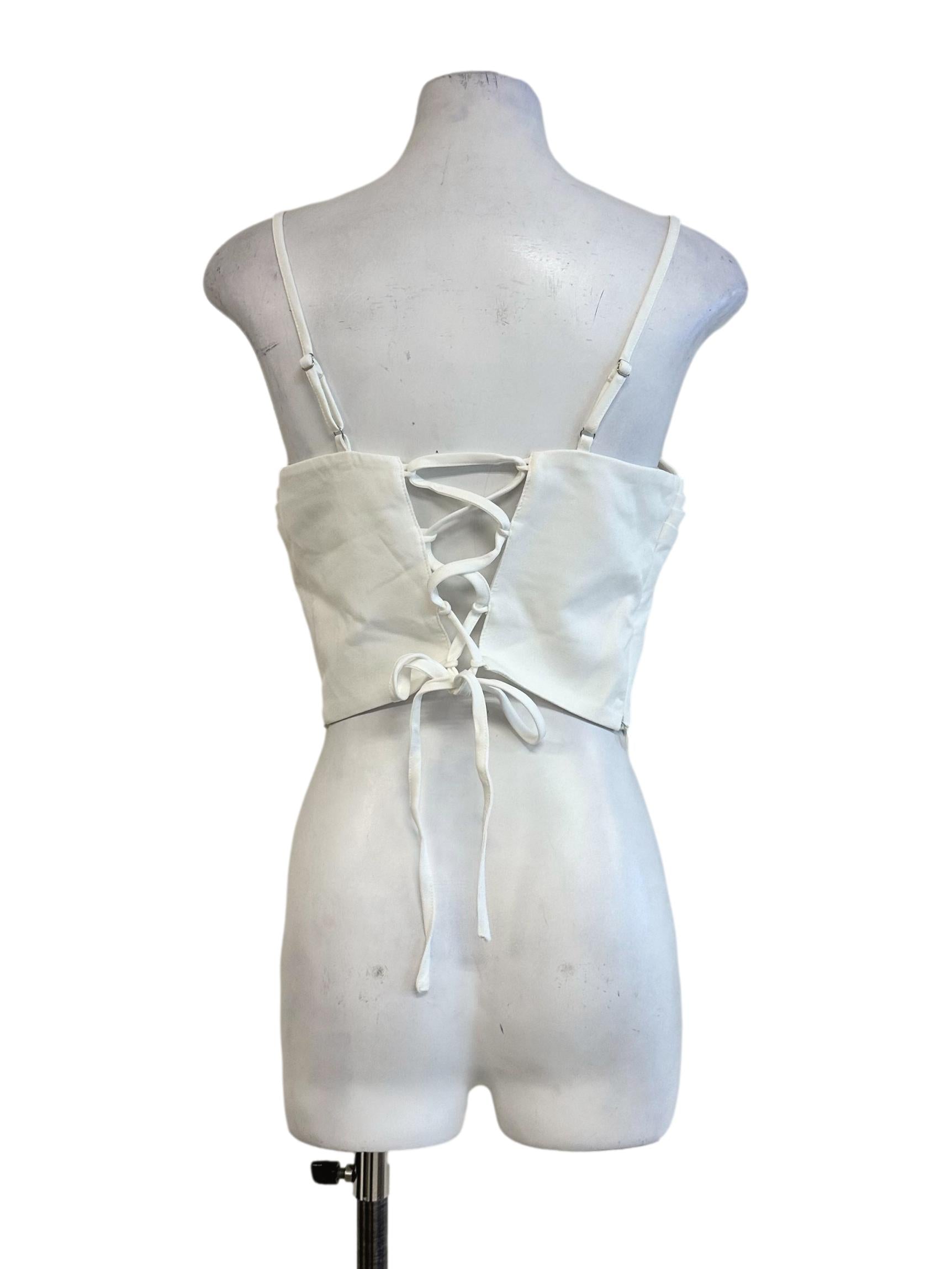 Daisy White Padded Sleeveless Top