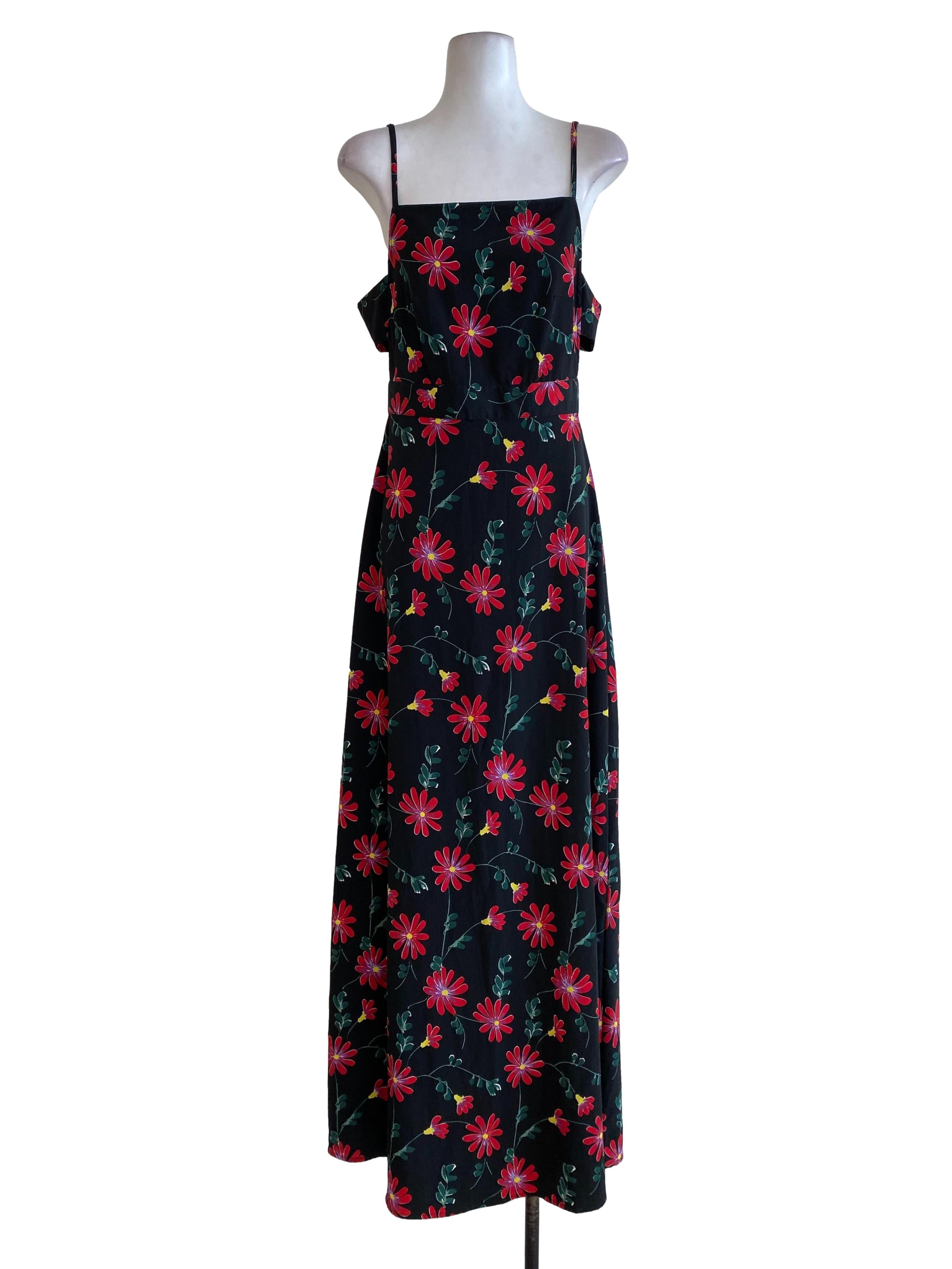 Black Floral Slip Dress