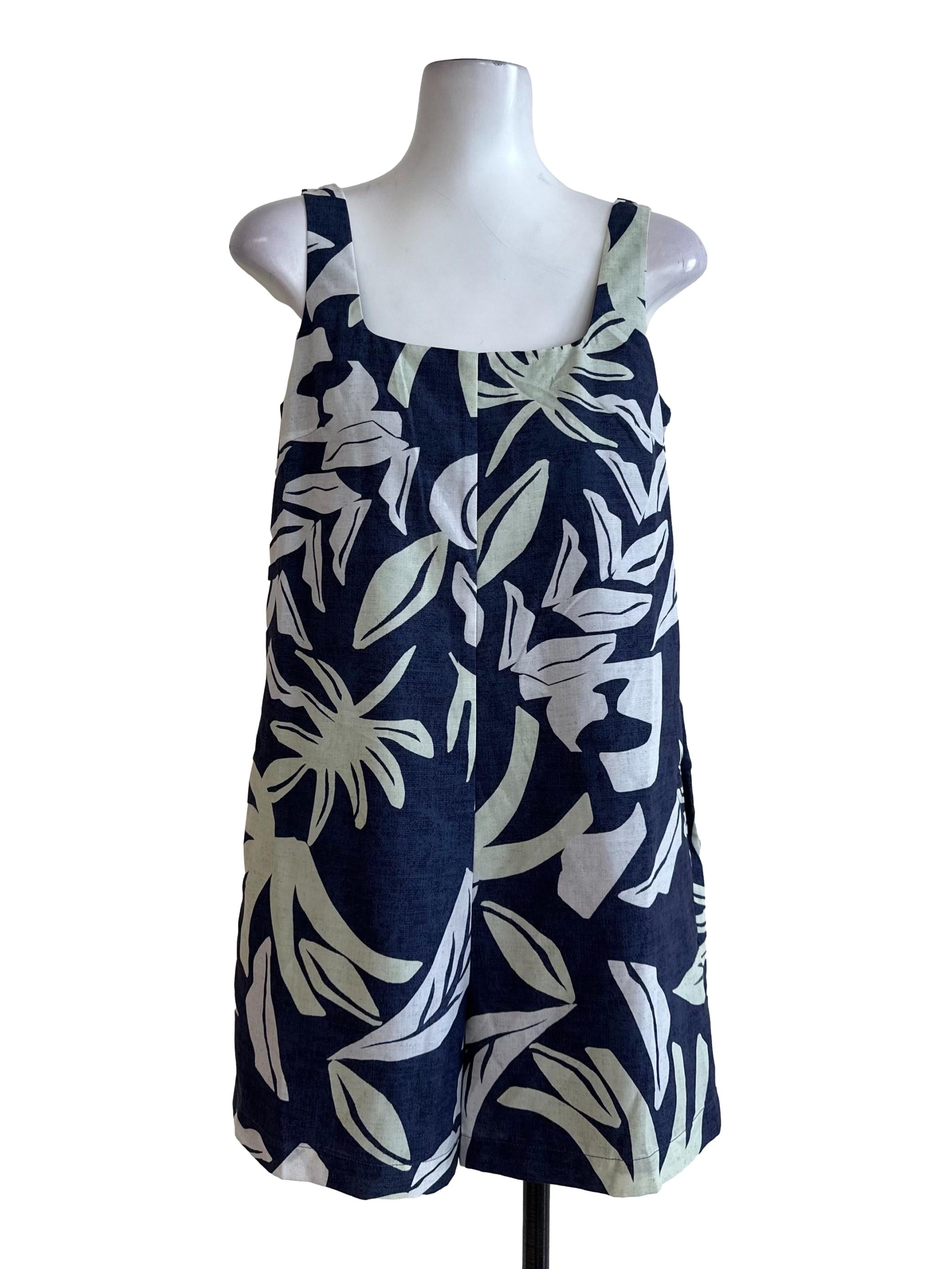 Peacock Blue Pattern Square Neck Rompers