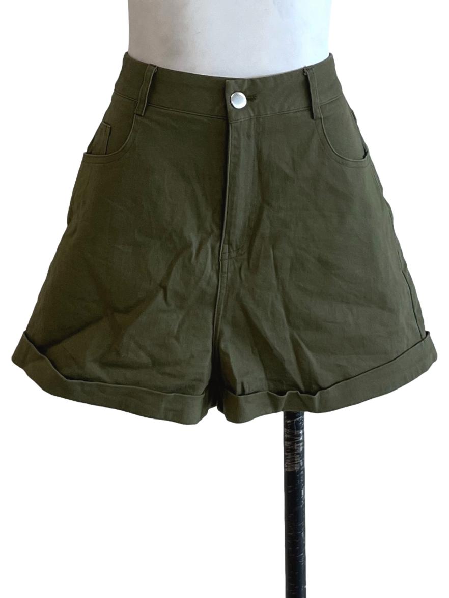 Olive Green Plain Shorts
