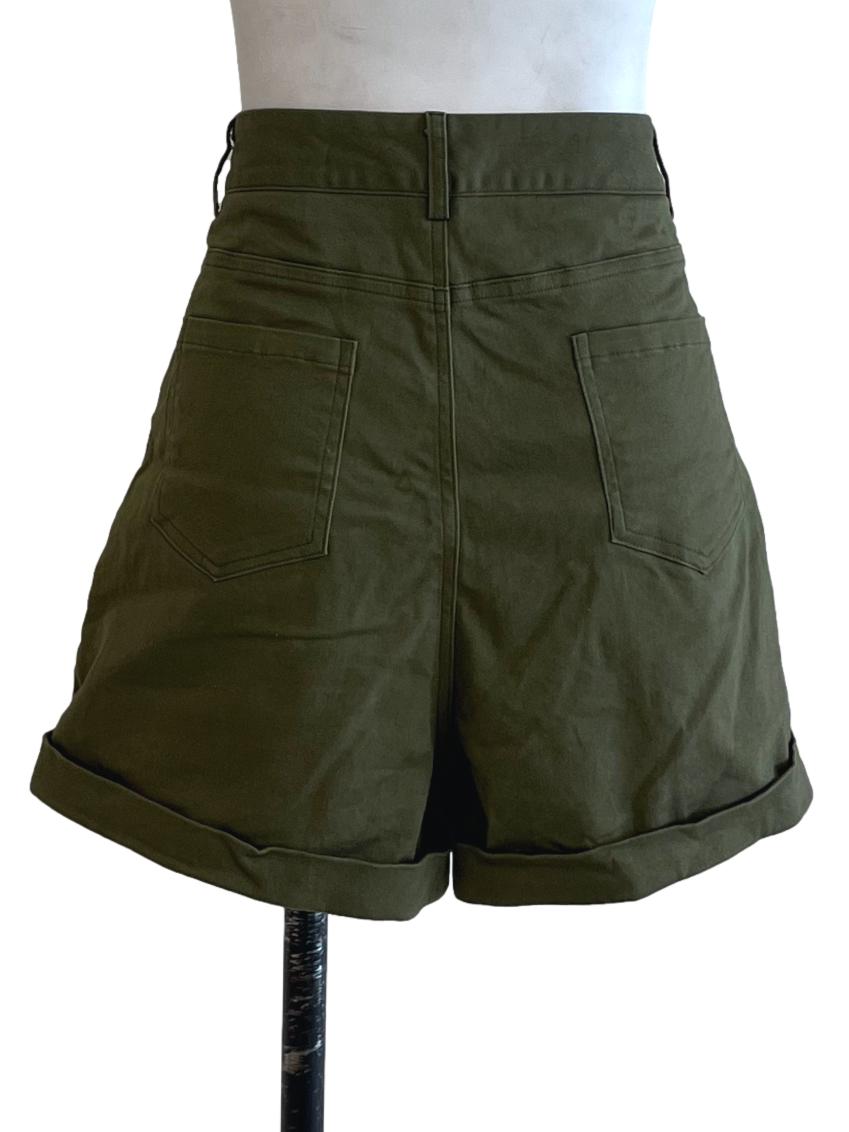 Olive Green Plain Shorts