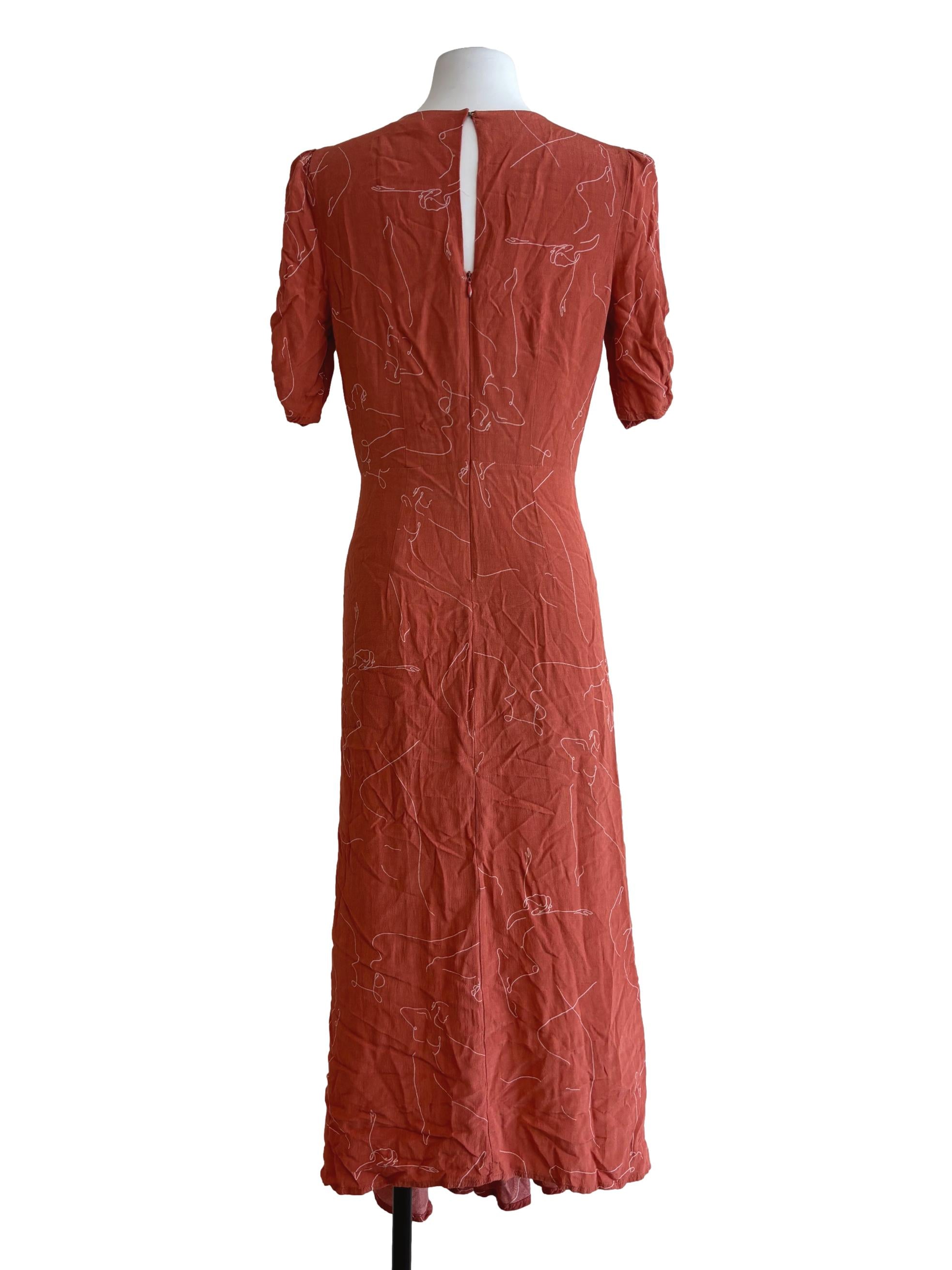 Apricot Orange Printed A-Line Dress