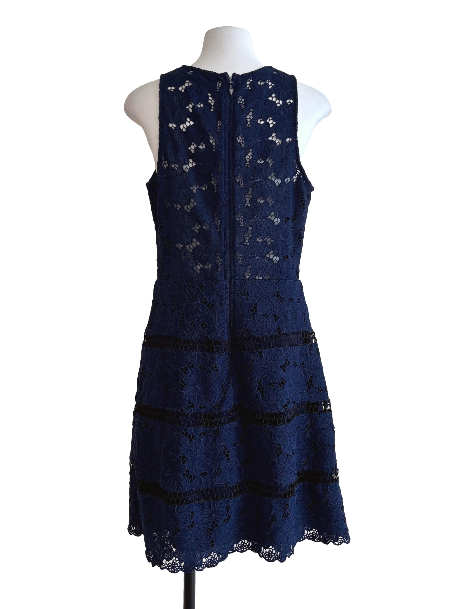 Navy Blue Sheath Lace Dress