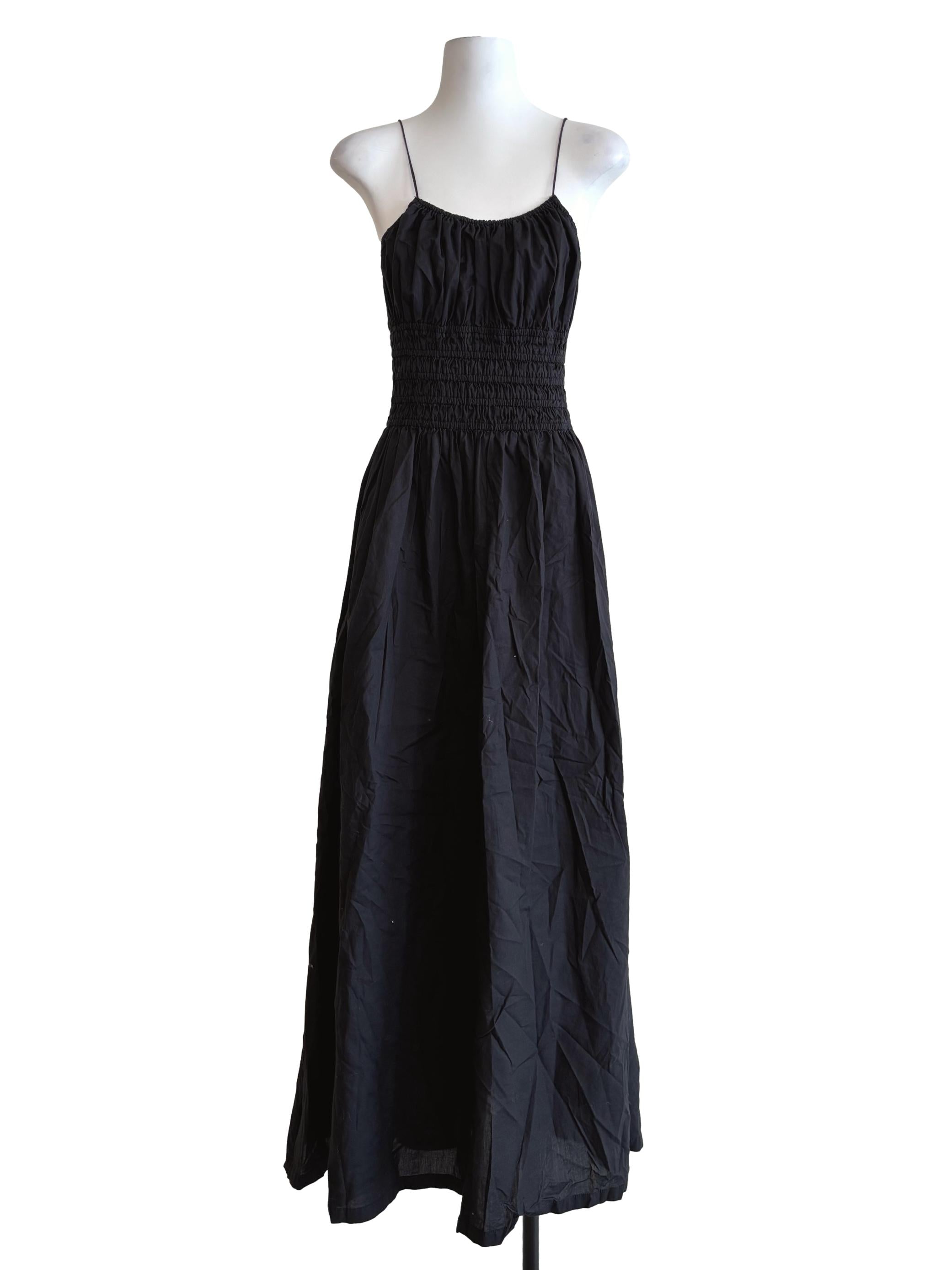 Jet Black Smocked Camisole Dress