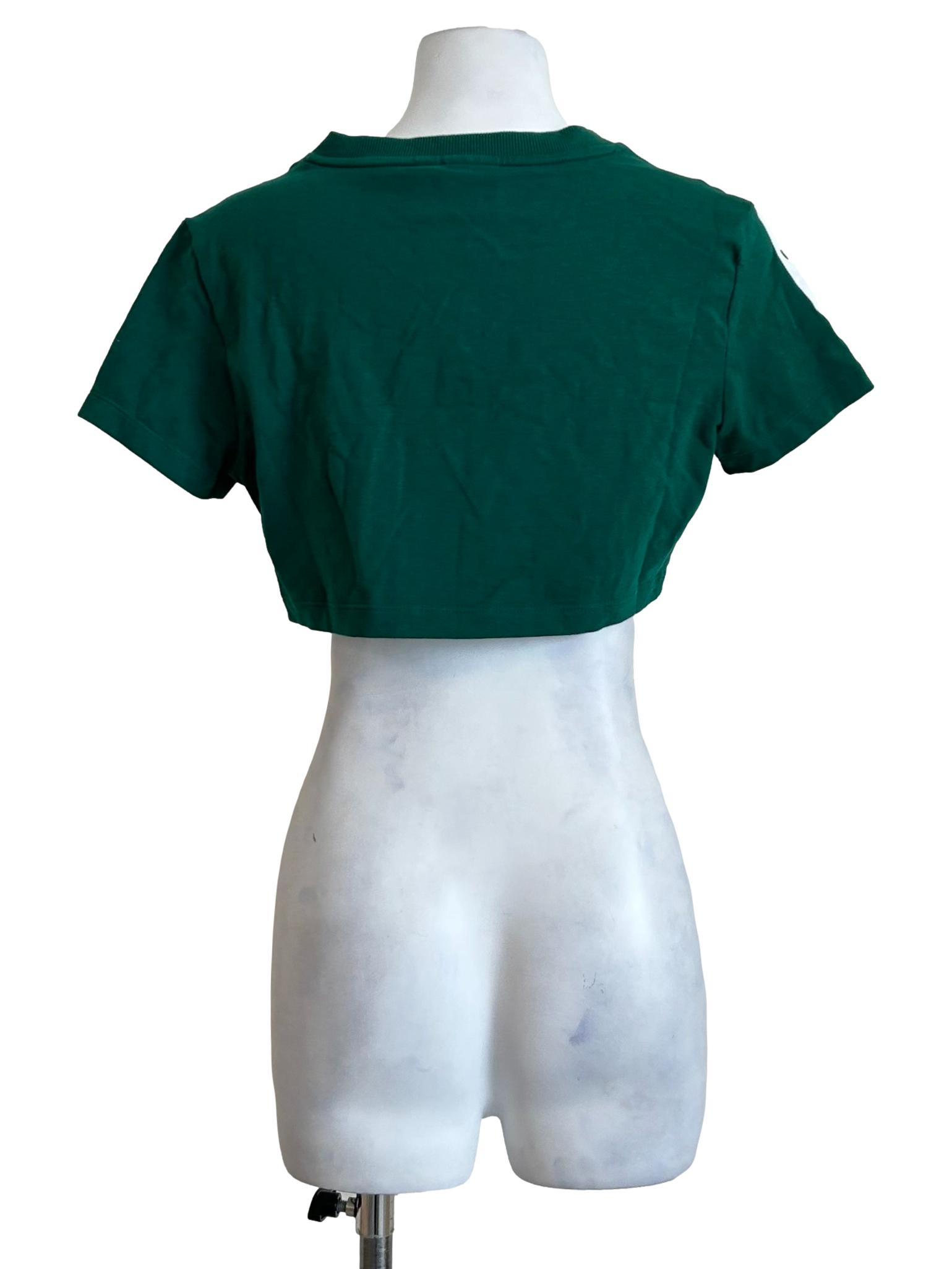 Green Adidas Cropped V Neck Tee