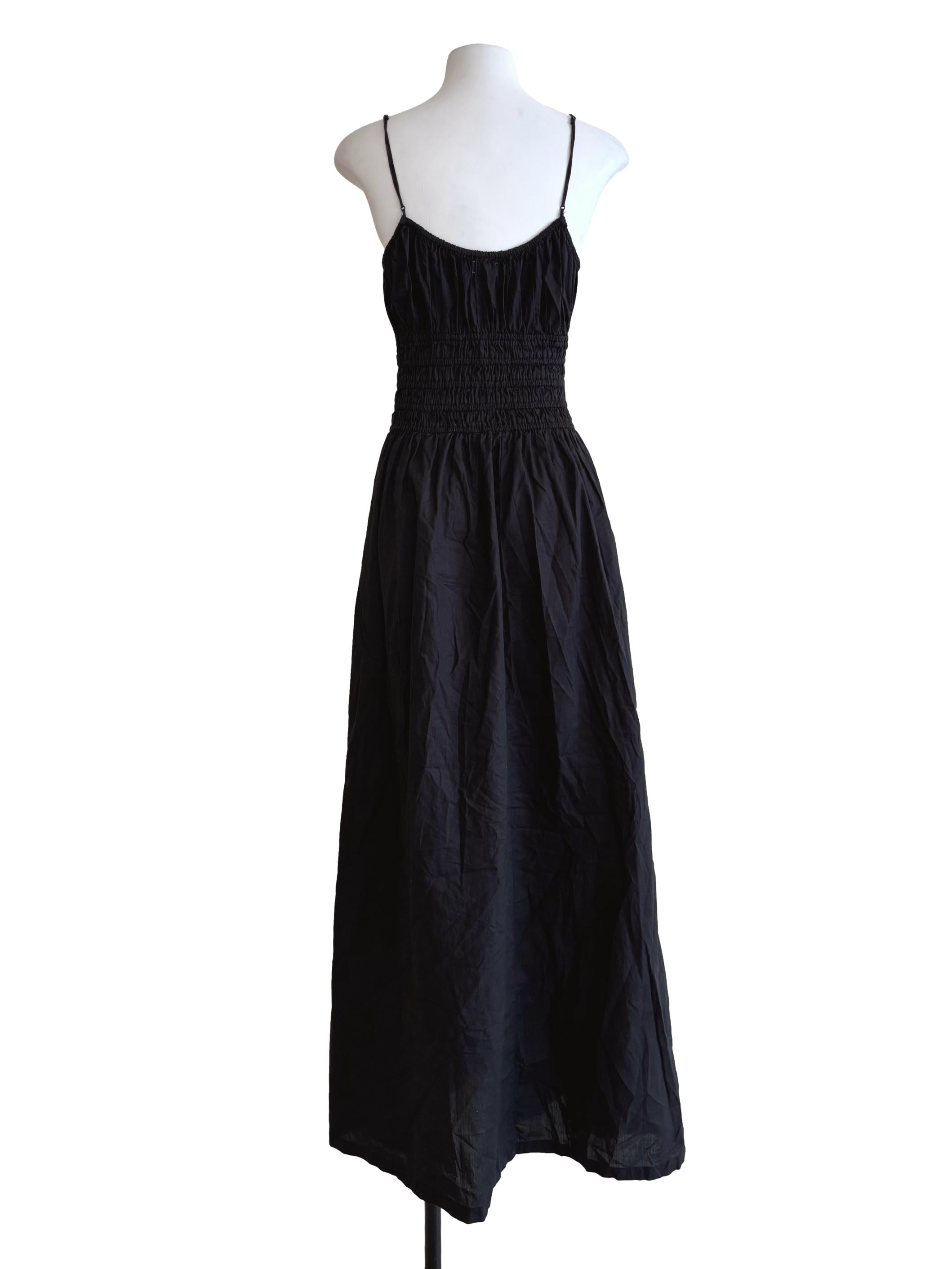 Jet Black Smocked Camisole Dress