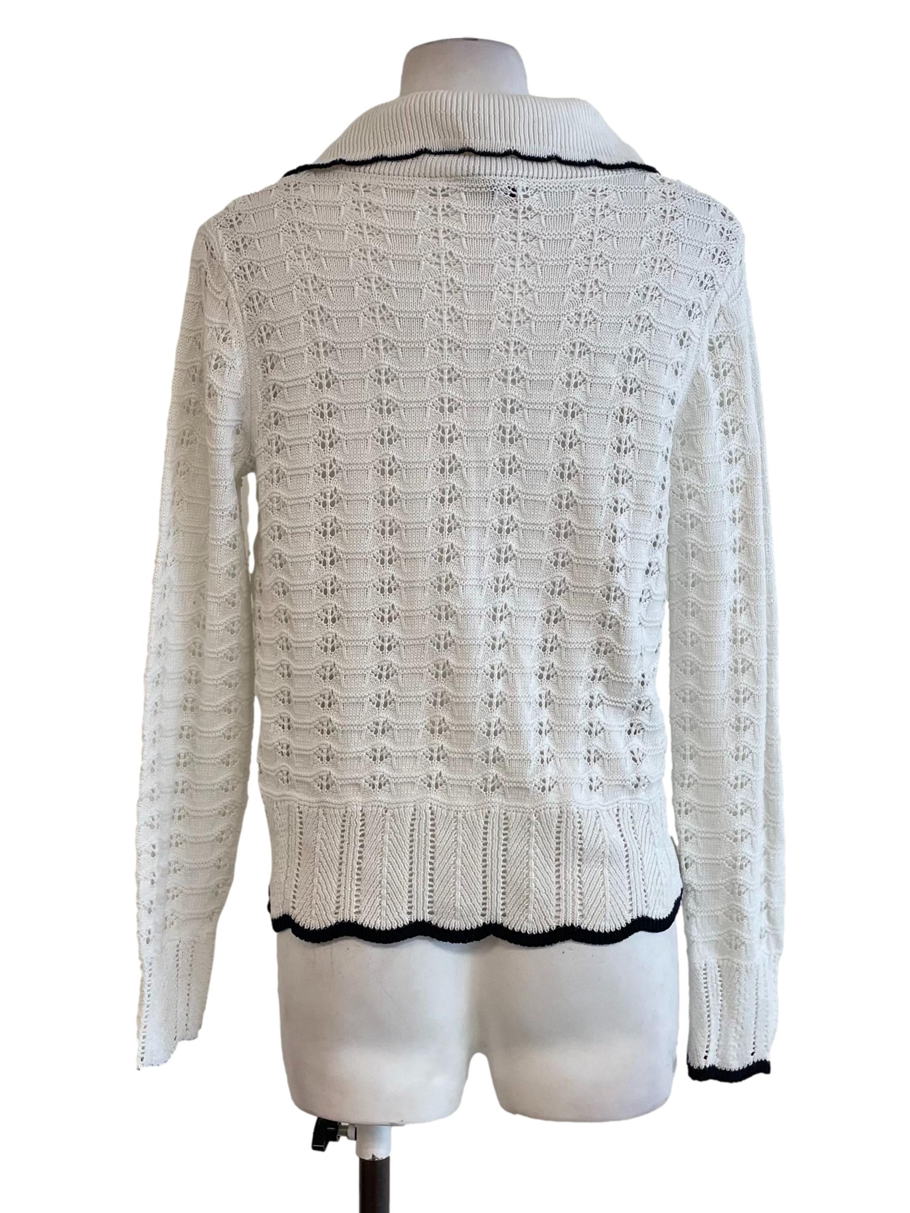 White Collar Knit Top