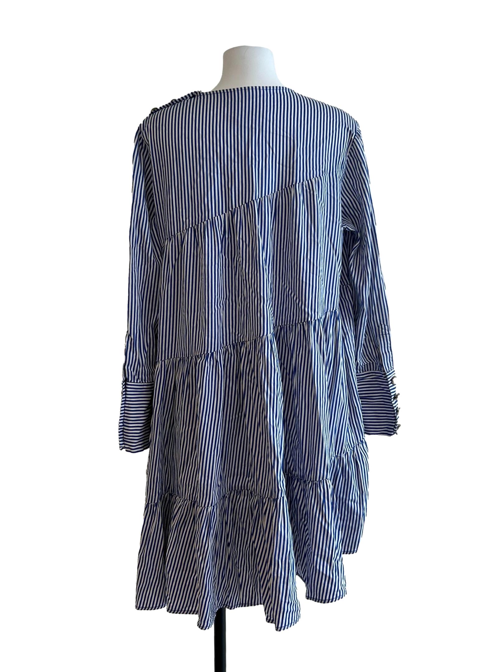 Azure Blue And White Striped Dress