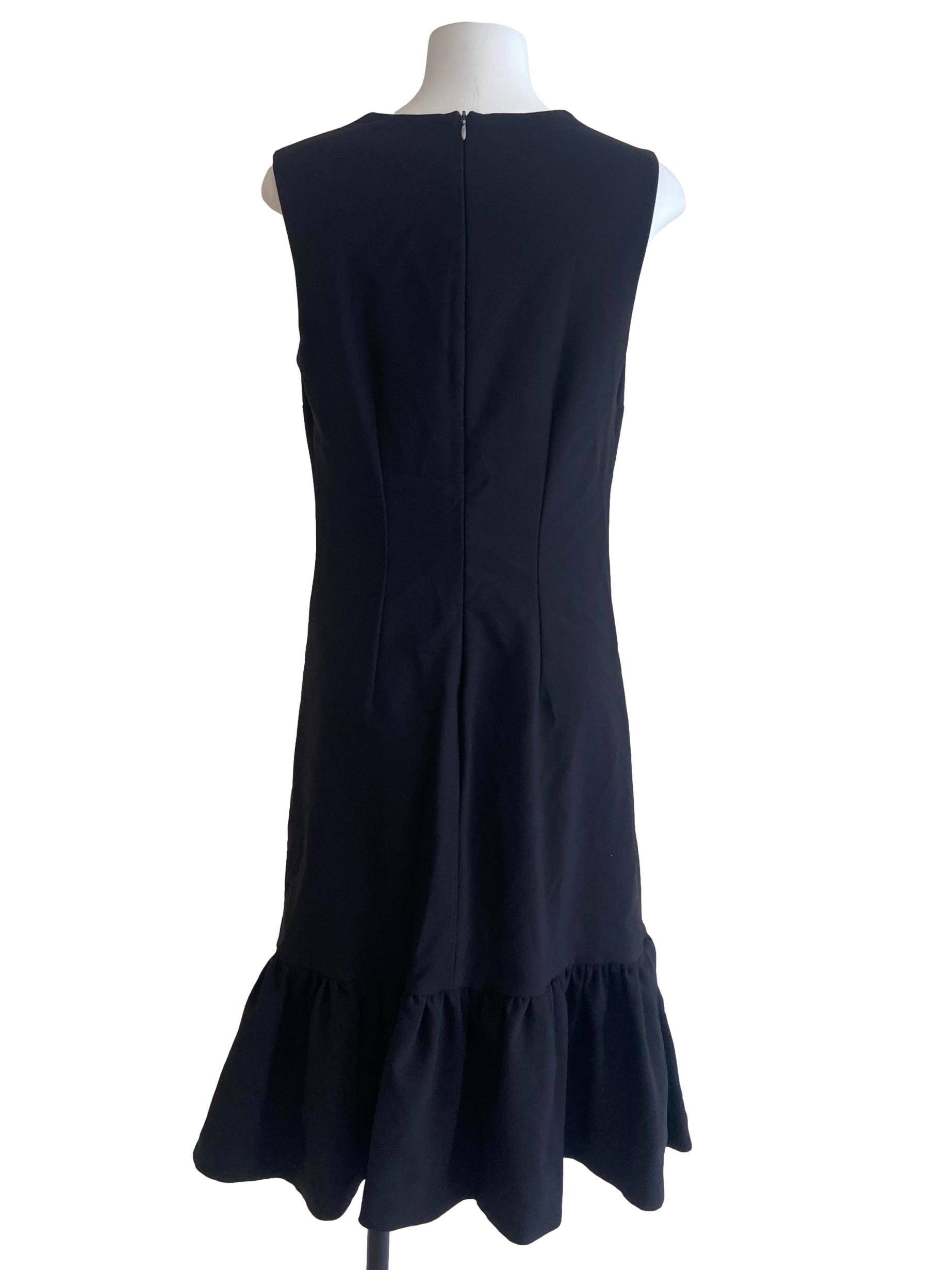 Black Sleeveless Floral Embroidery Drop Waist Dress