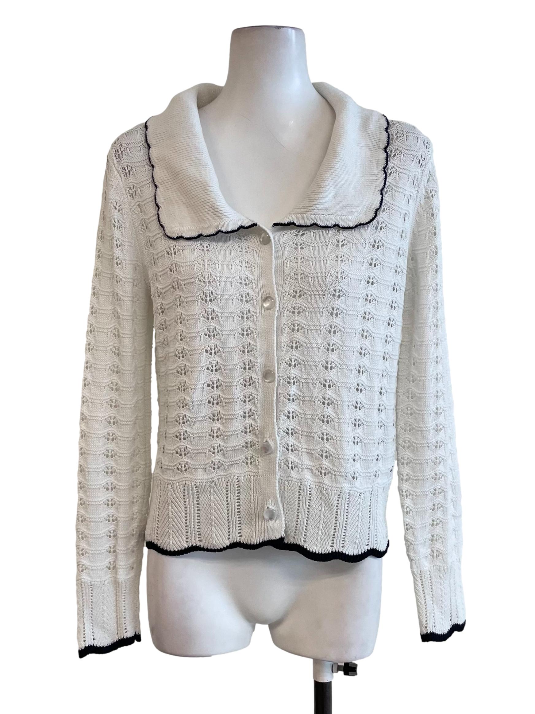 White Collar Knit Top