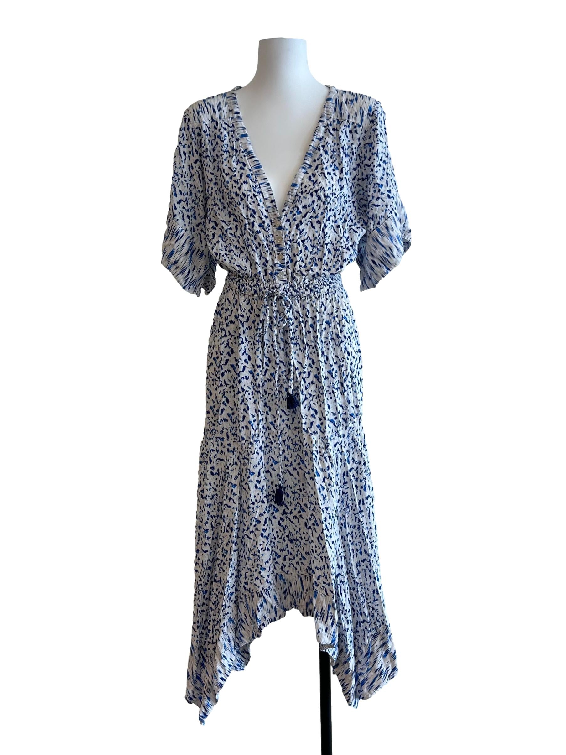 Royal Blue And White Asymmetrical Dress