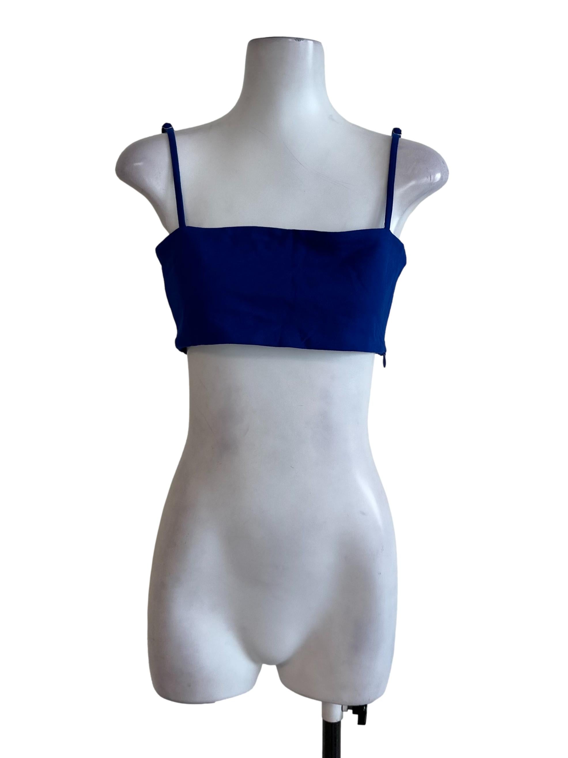 Berry Blue Square Neck Crop Top