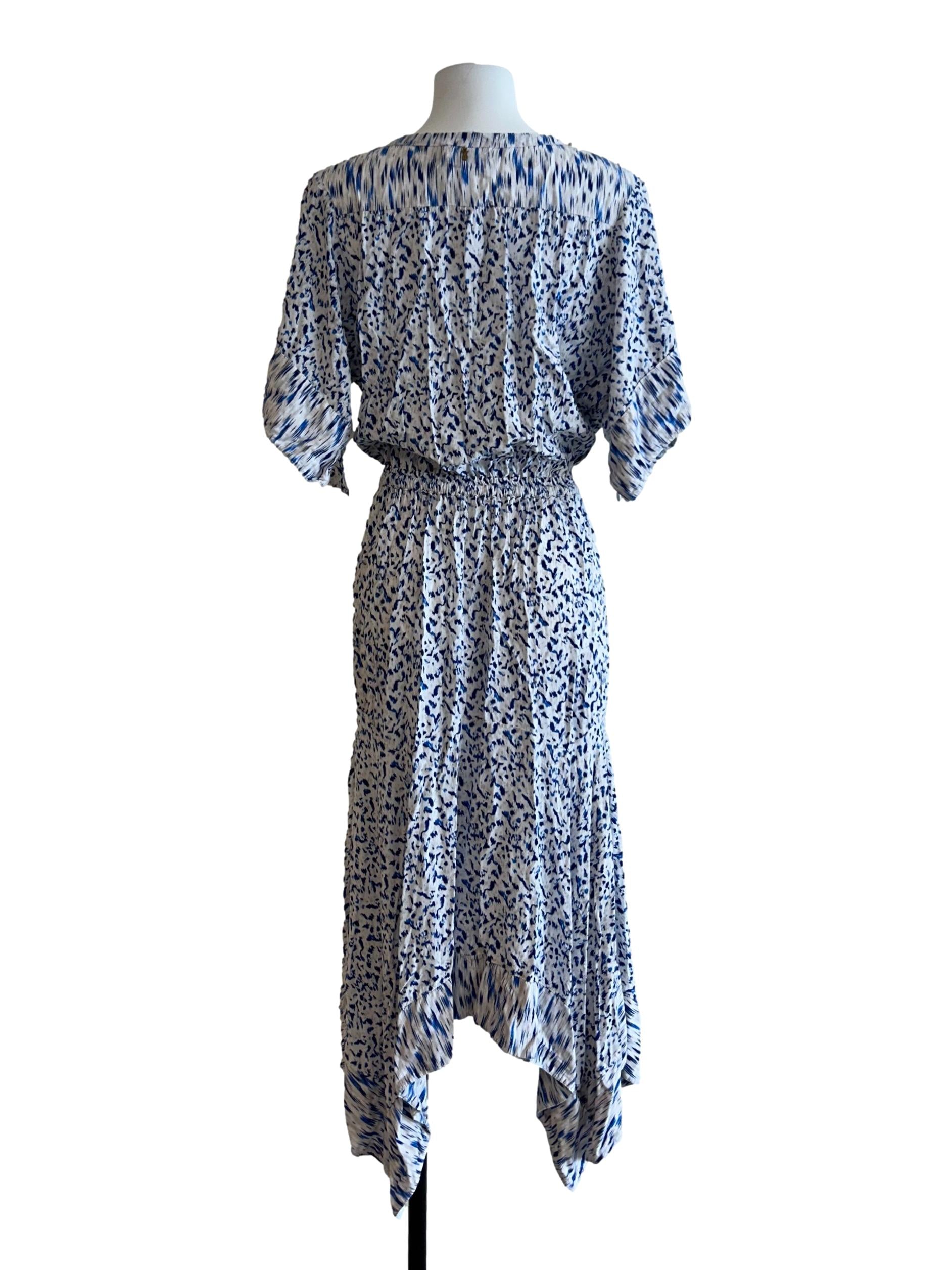 Royal Blue And White Asymmetrical Dress