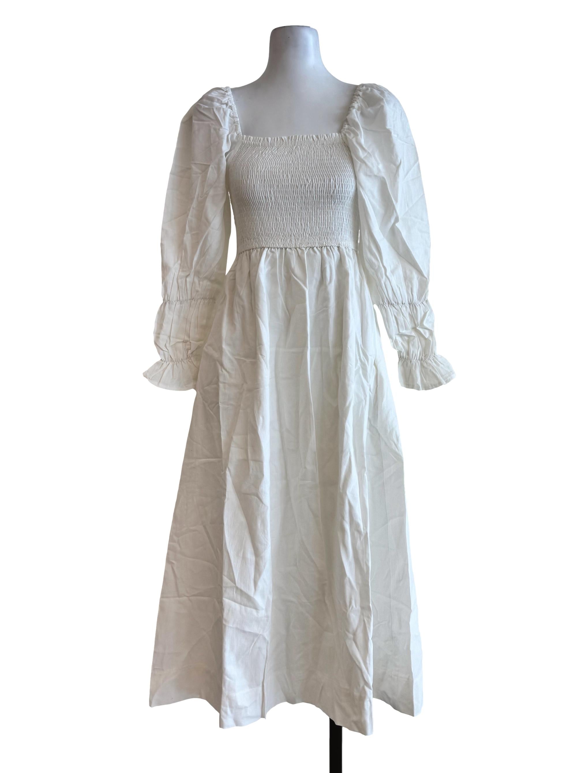 Pure White Long Sleeve Dress