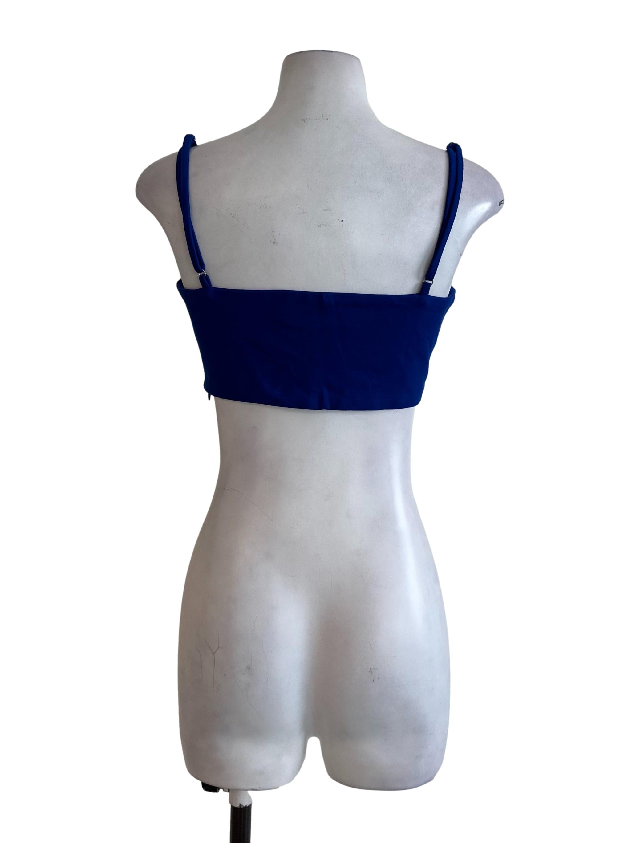 Berry Blue Square Neck Crop Top