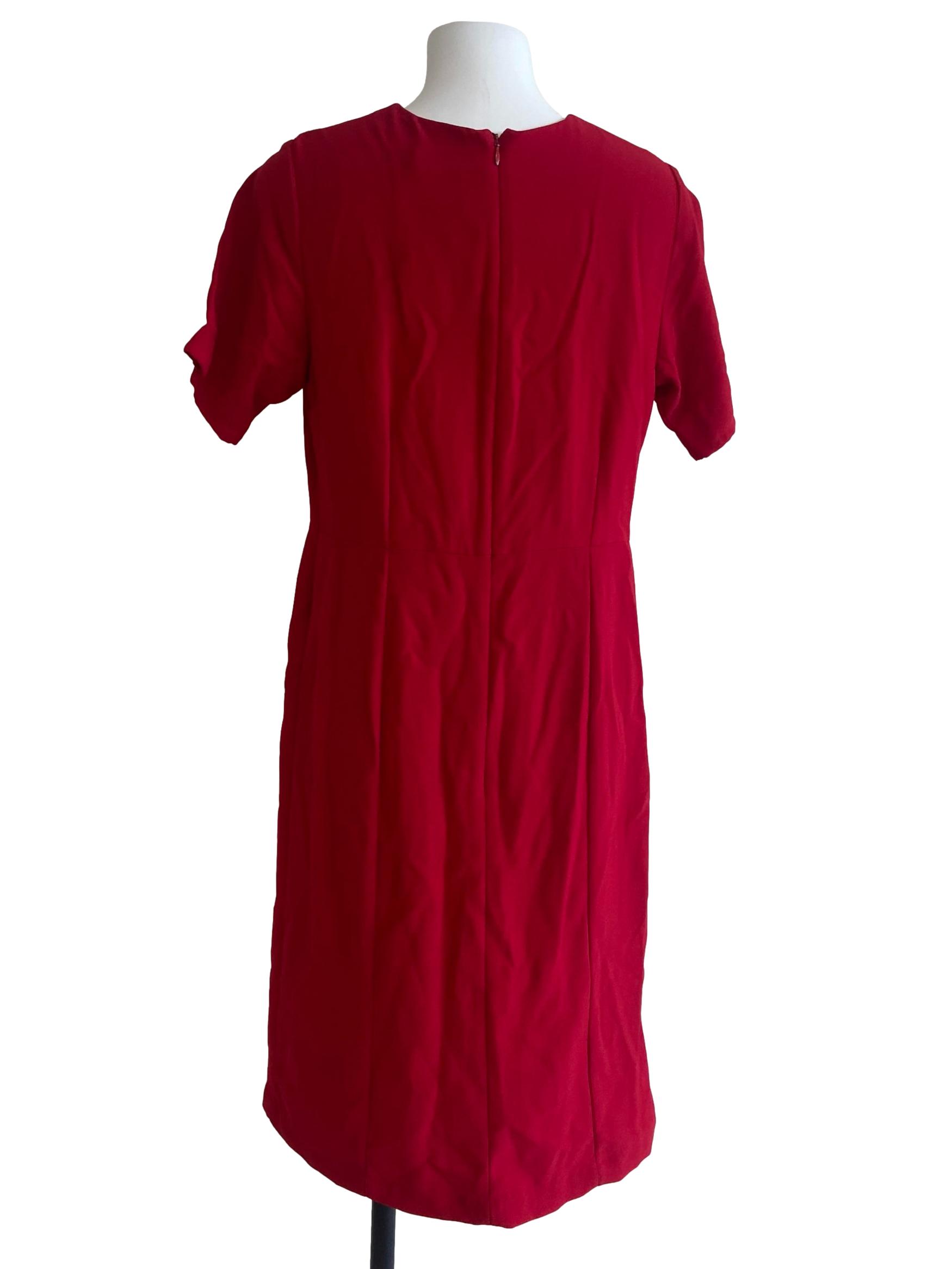 Crimson Red Twill Shift Dress