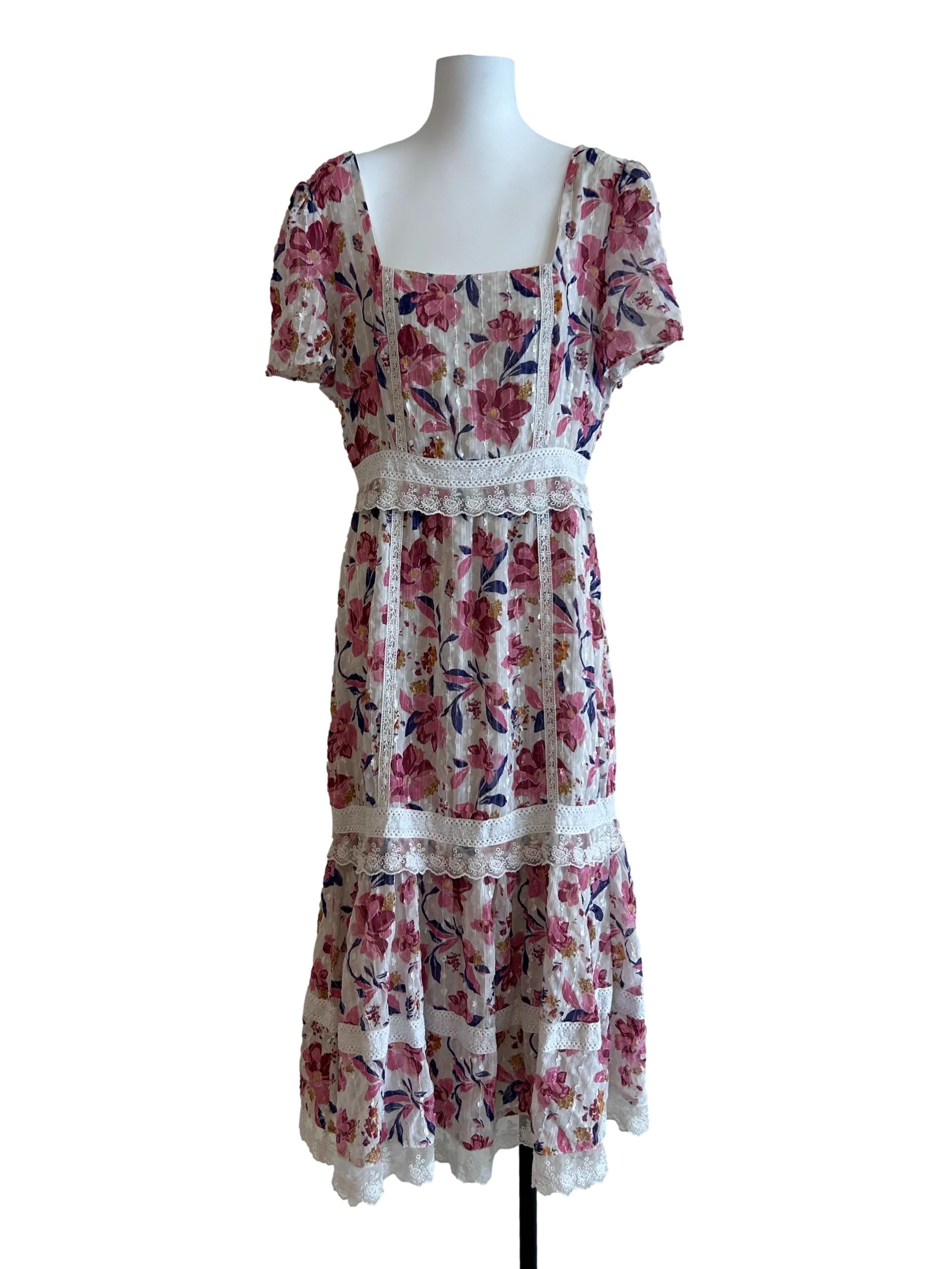 Rouge Pink Floral Tiered Dress