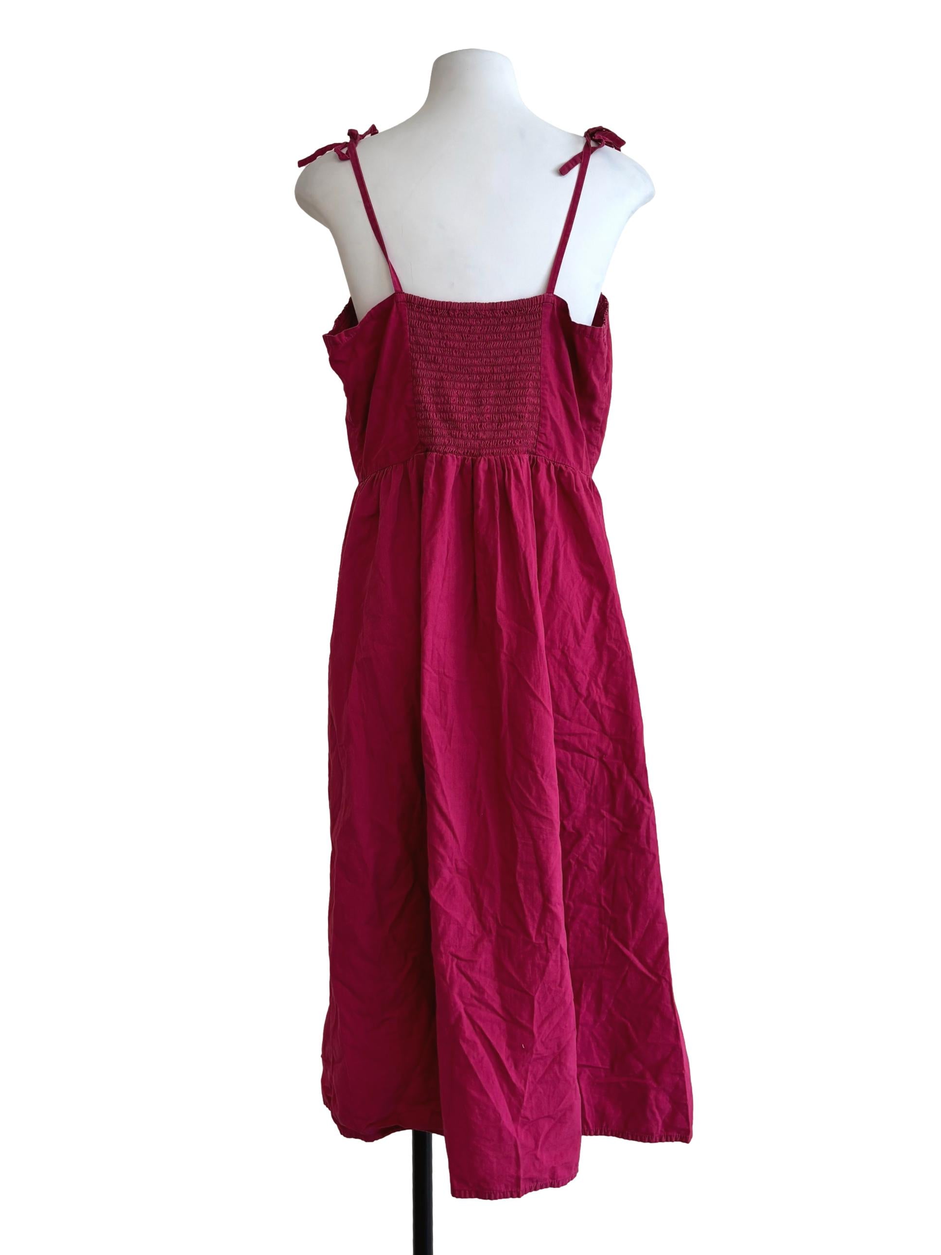 Hot Pink Spaghetti Strap Buttoned Dress