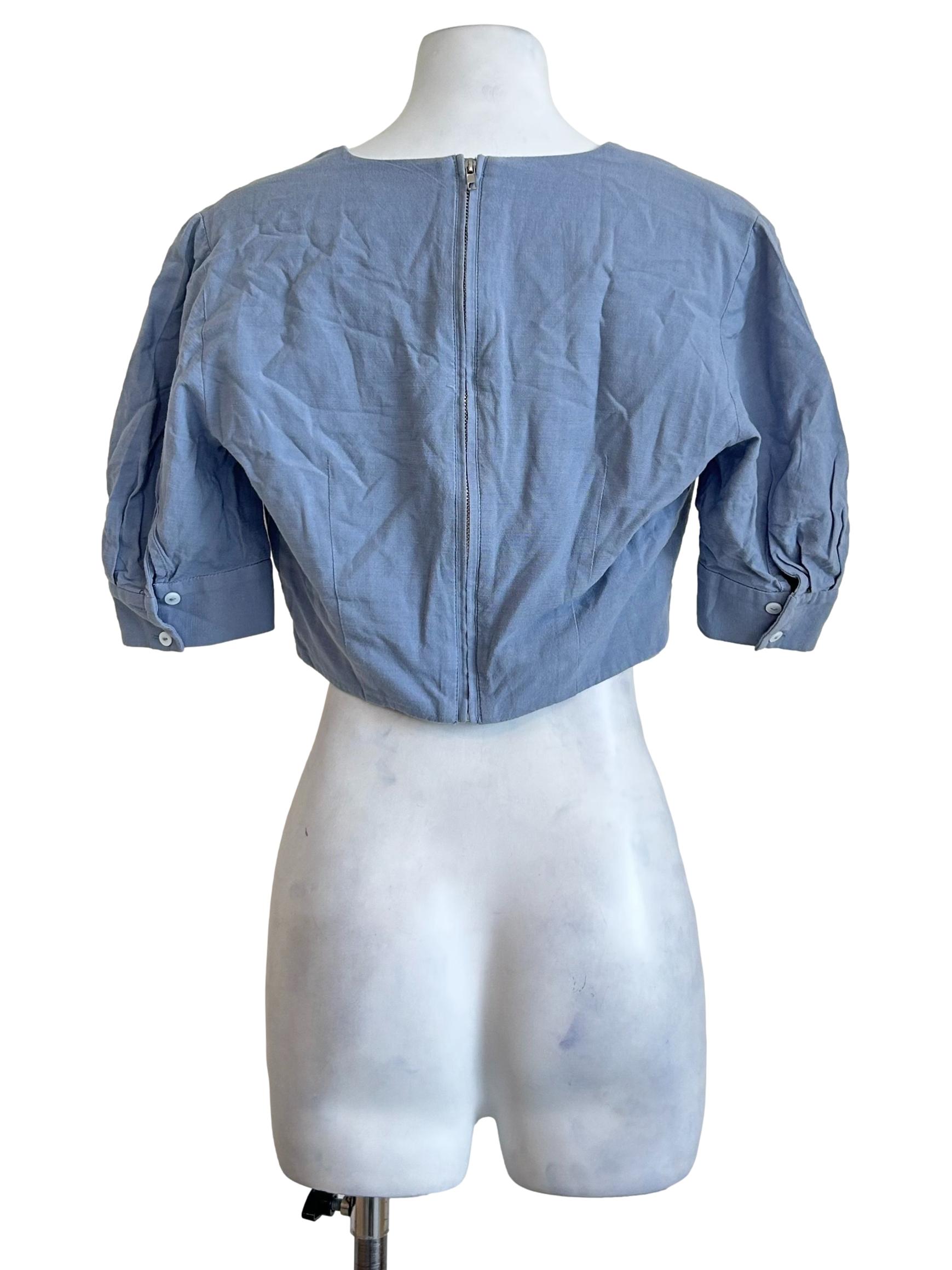 Light Blue Pleated Crop Top OSN