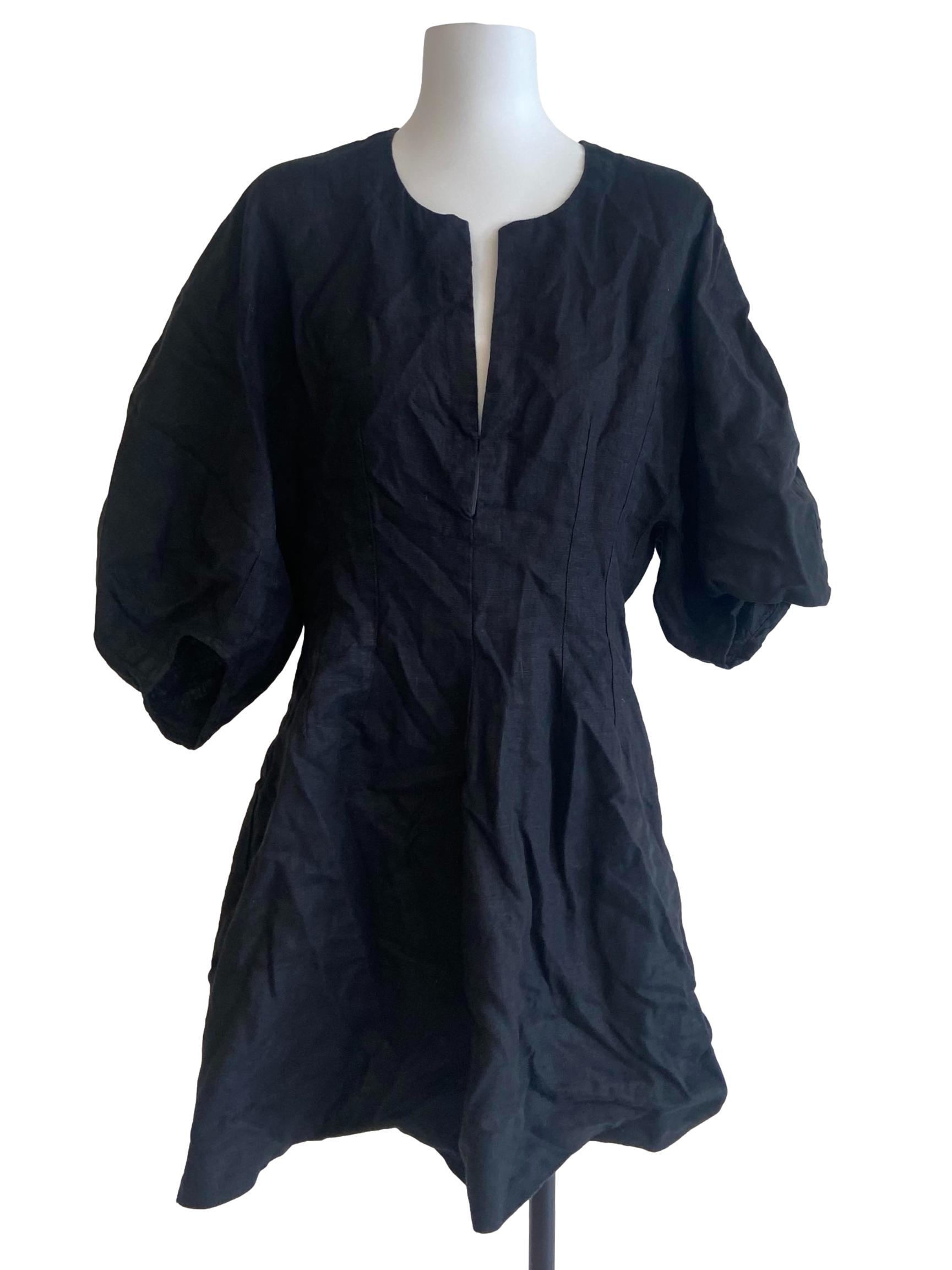 Black Batwing Sleeve A-Line Dress