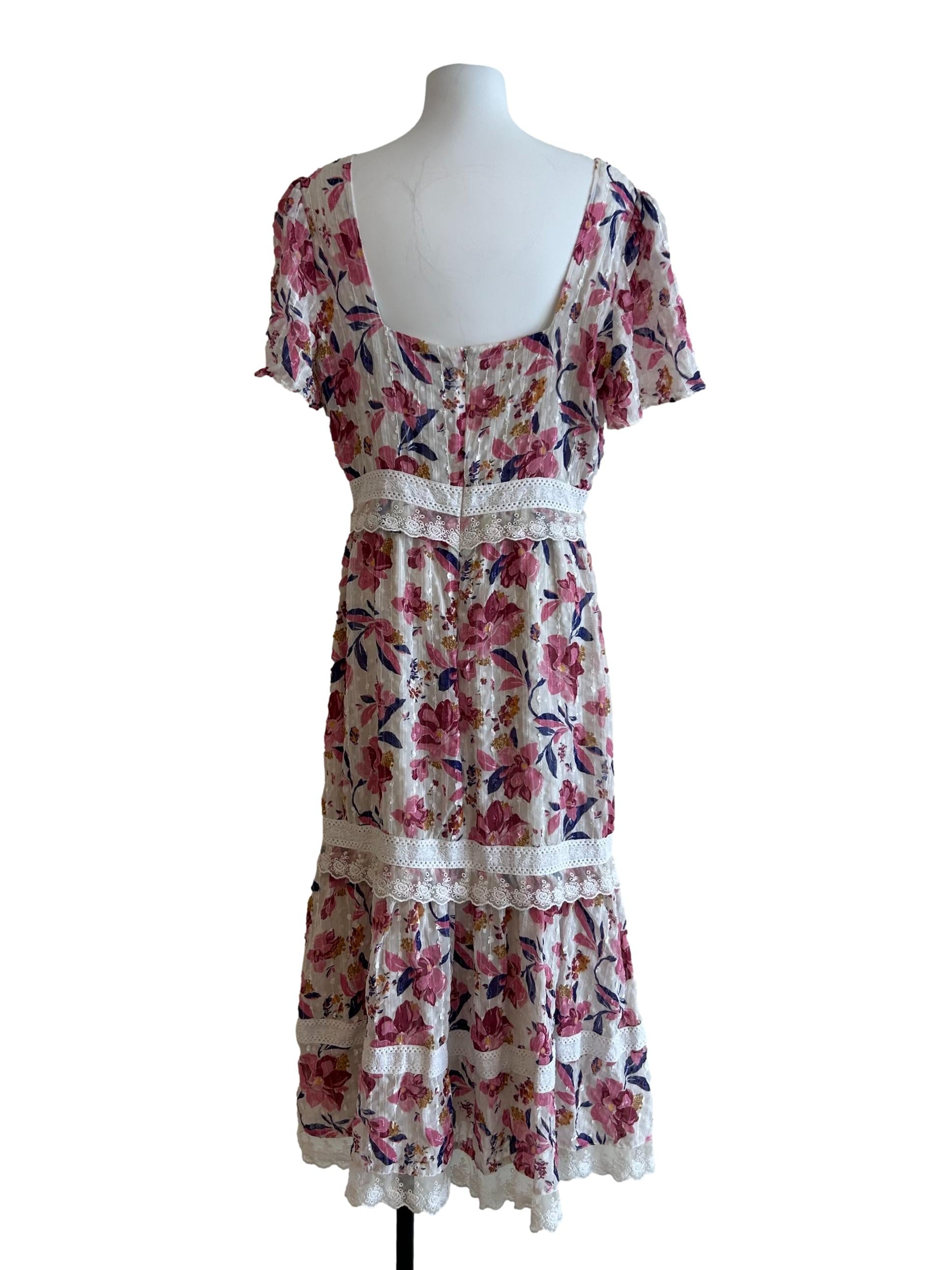 Rouge Pink Floral Tiered Dress