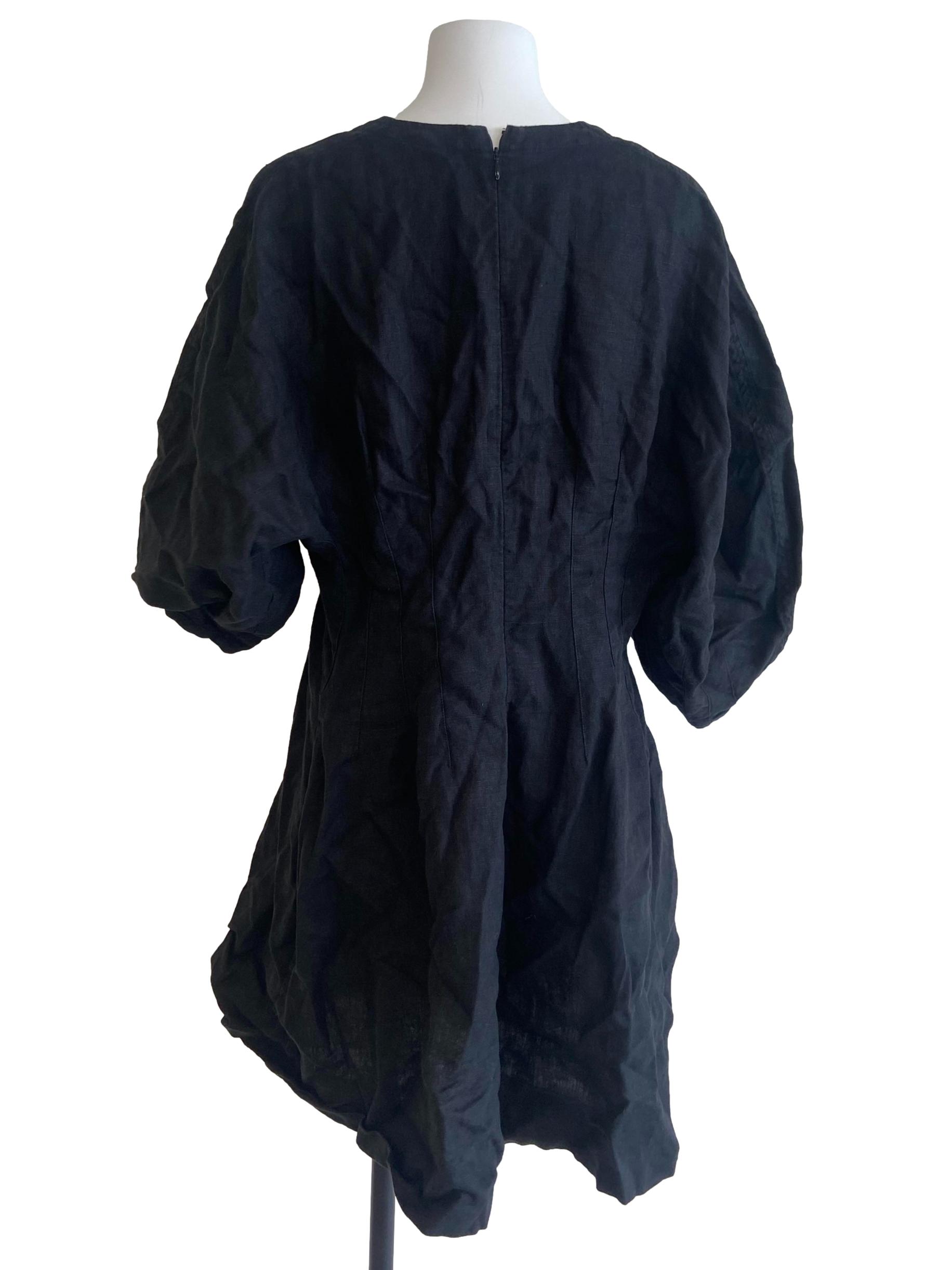 Black Batwing Sleeve A-Line Dress