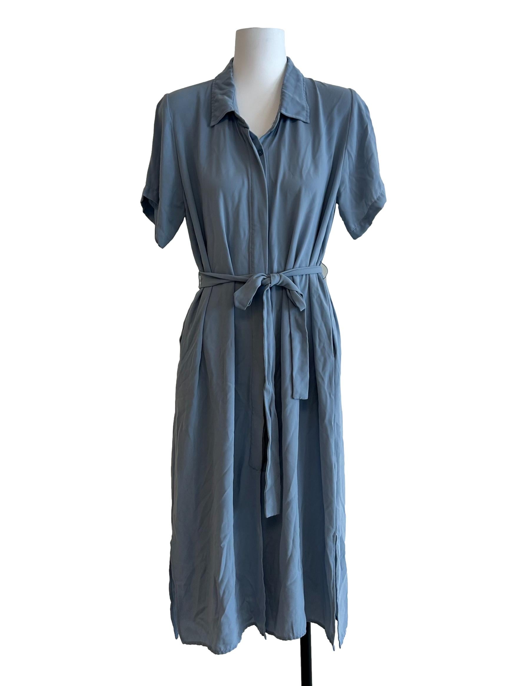 Dusty Blue Button Up Dress