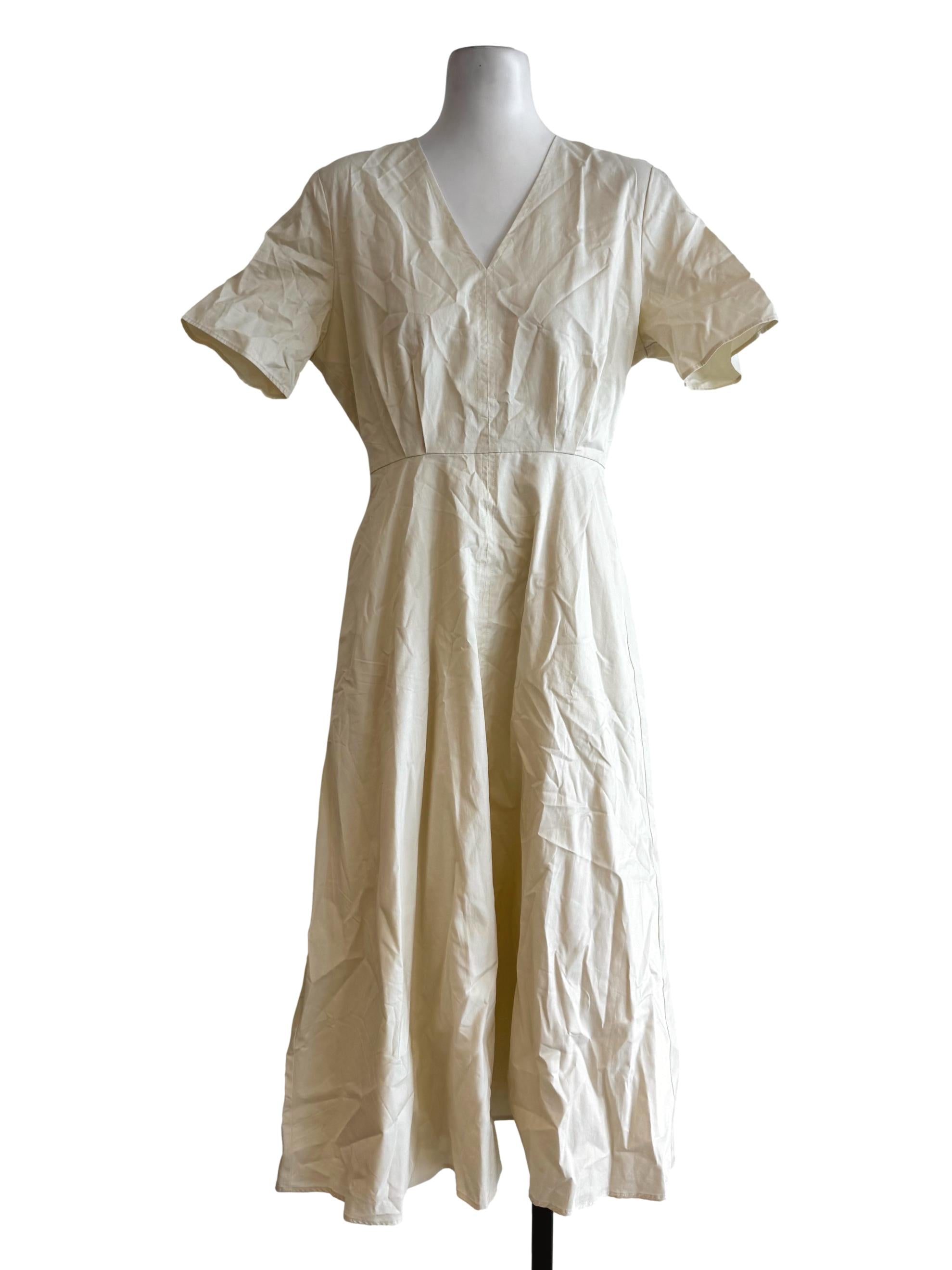 Organic Cotton V-Neck Pleated Dress OSN