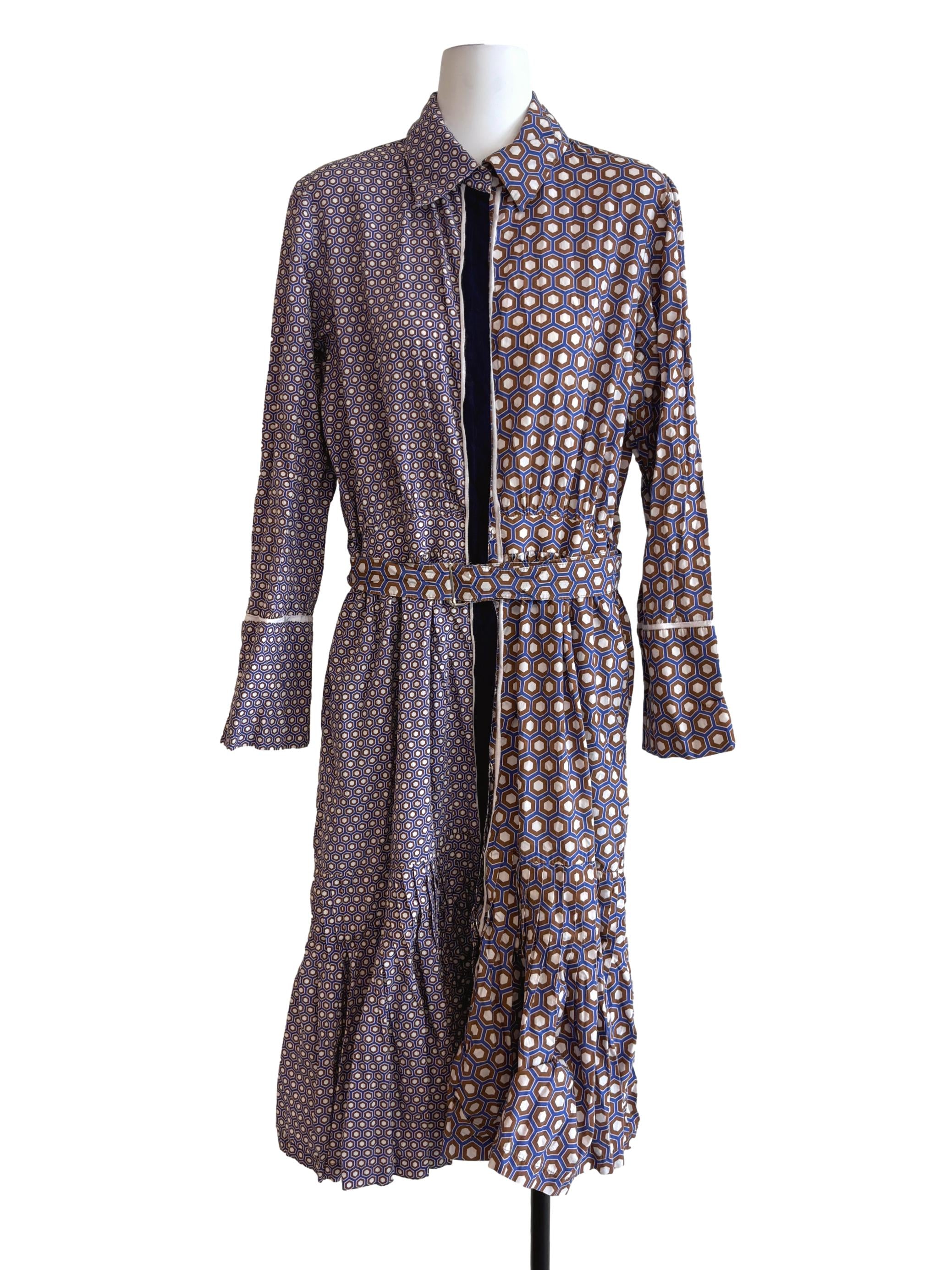 Walnut Brown Mix Pattern A-Line Dress