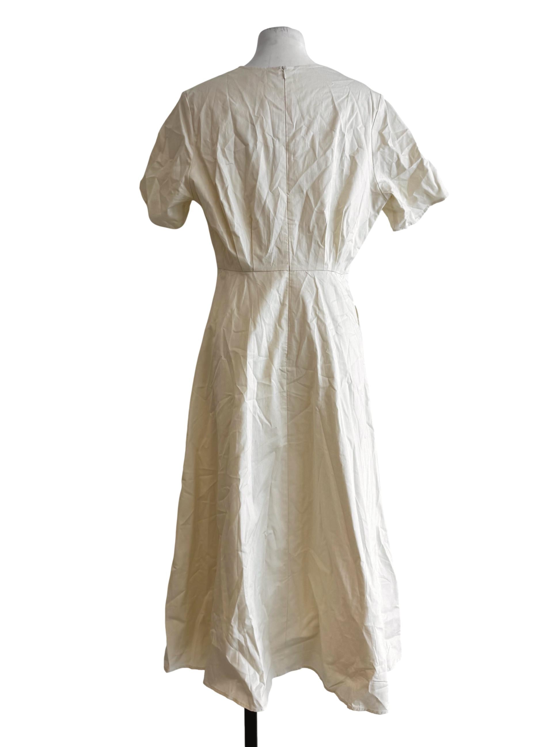 Organic Cotton V-Neck Pleated Dress OSN