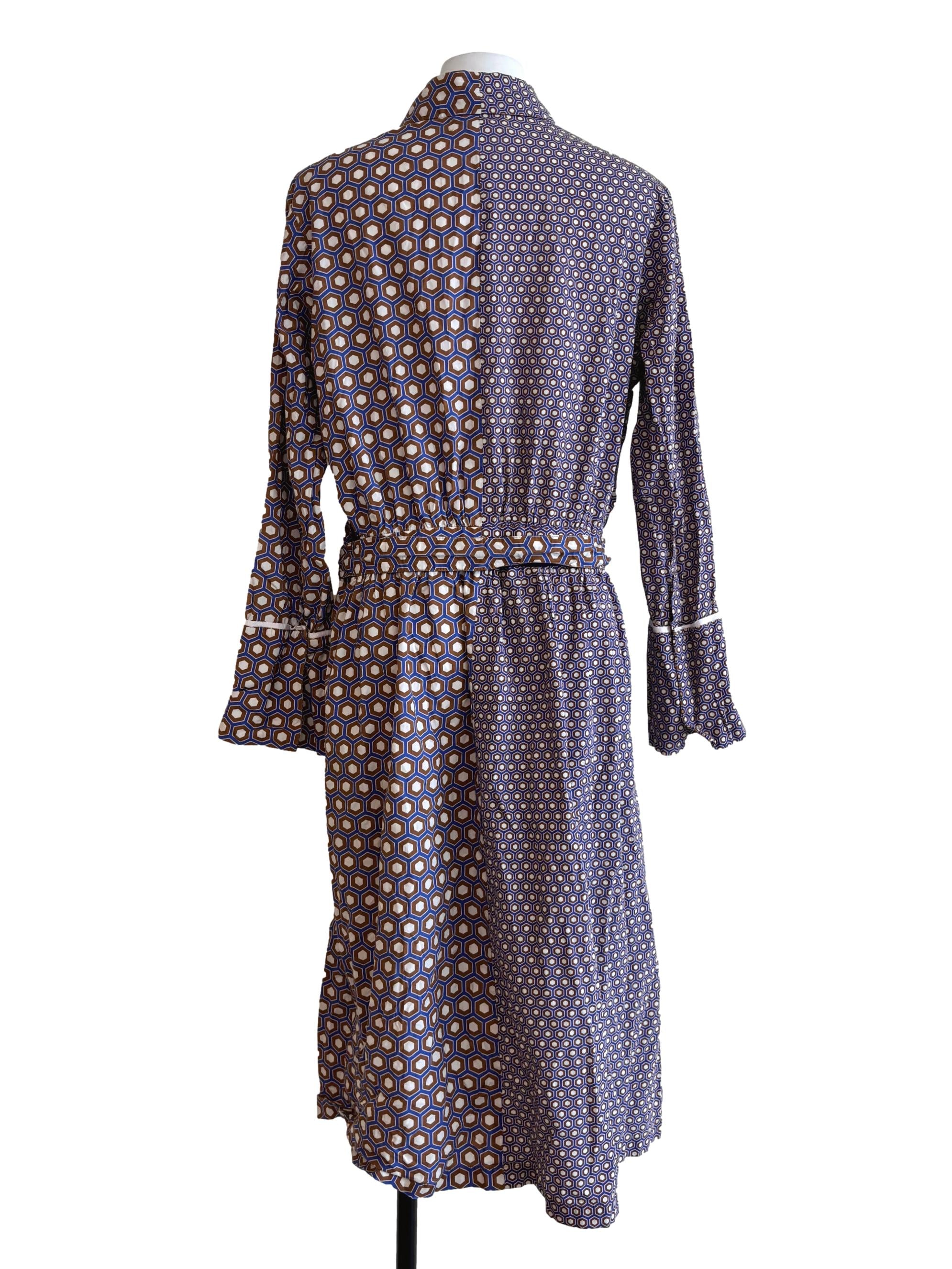 Walnut Brown Mix Pattern A-Line Dress