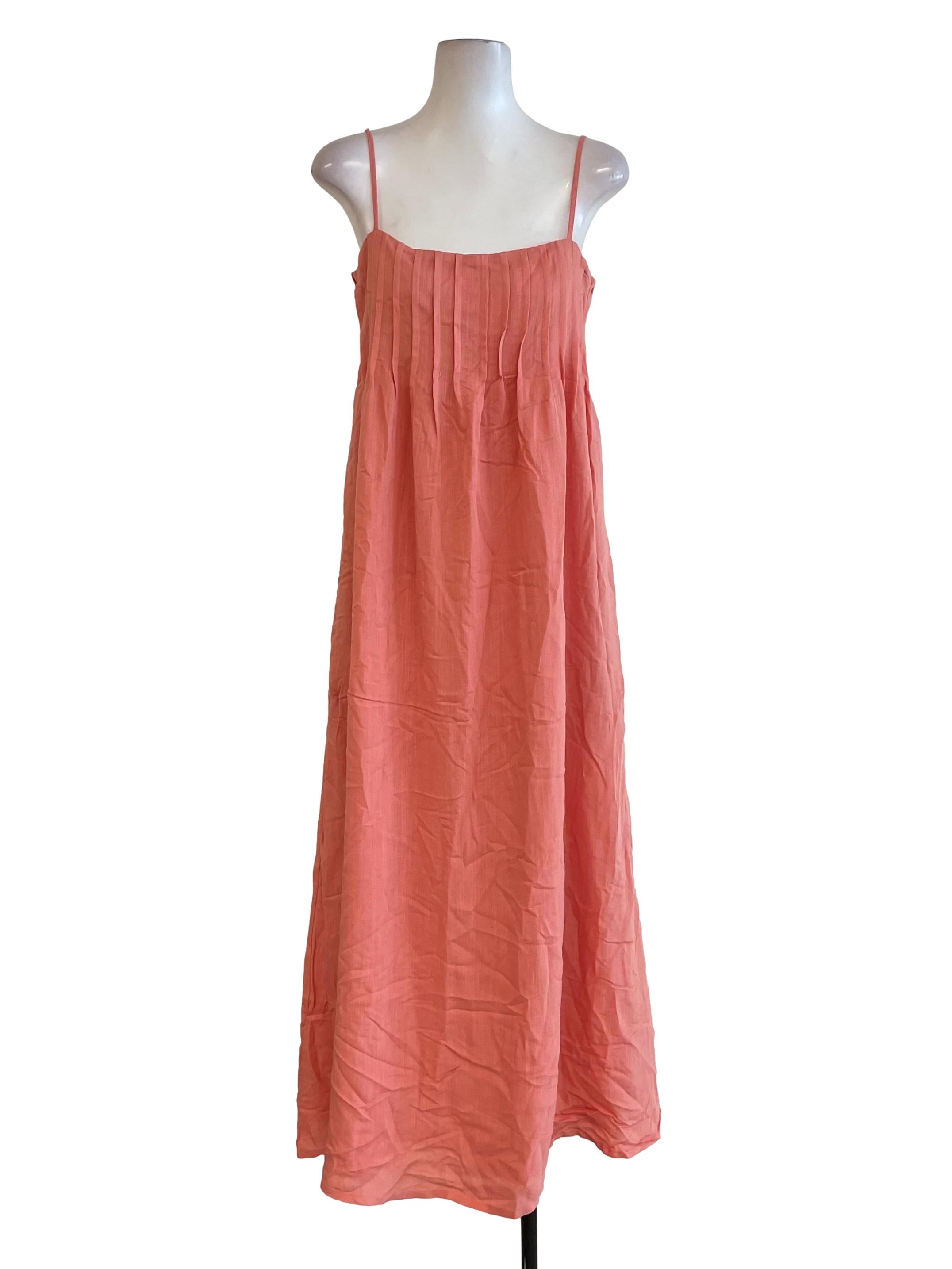 Coral Pleated Jumper Dress