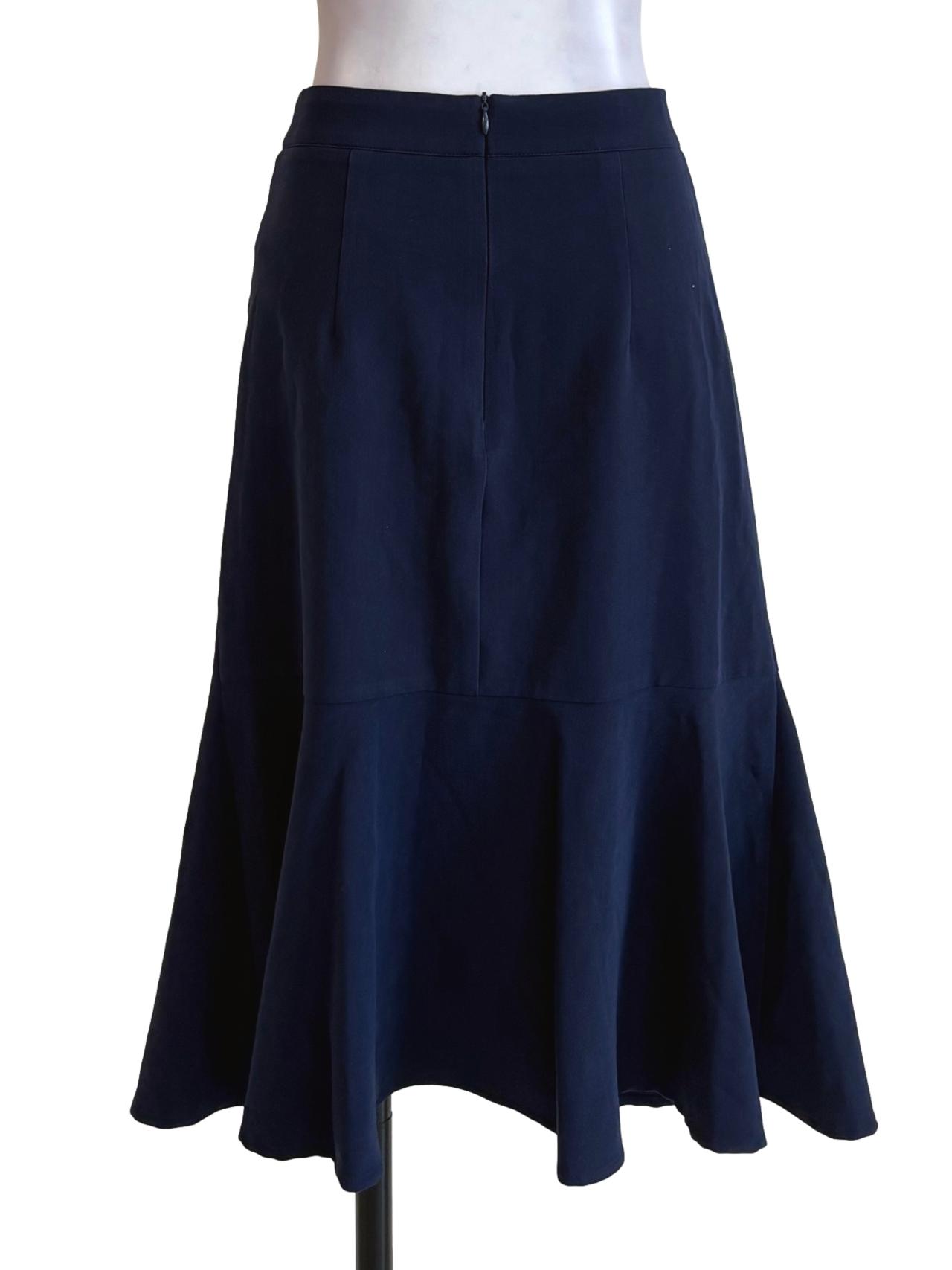Navy Blue Ruched Flounce Skirt